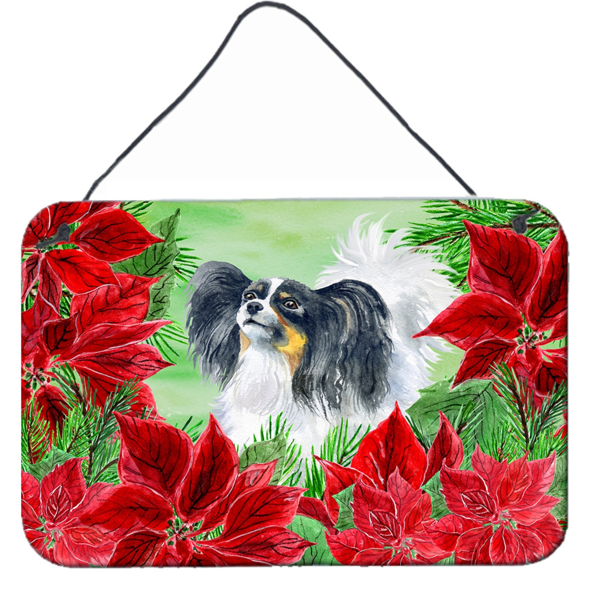 &quotCaroline's Treasures Papillon Poinsettias Metal Print, 8"" x 12"", Multicolor"