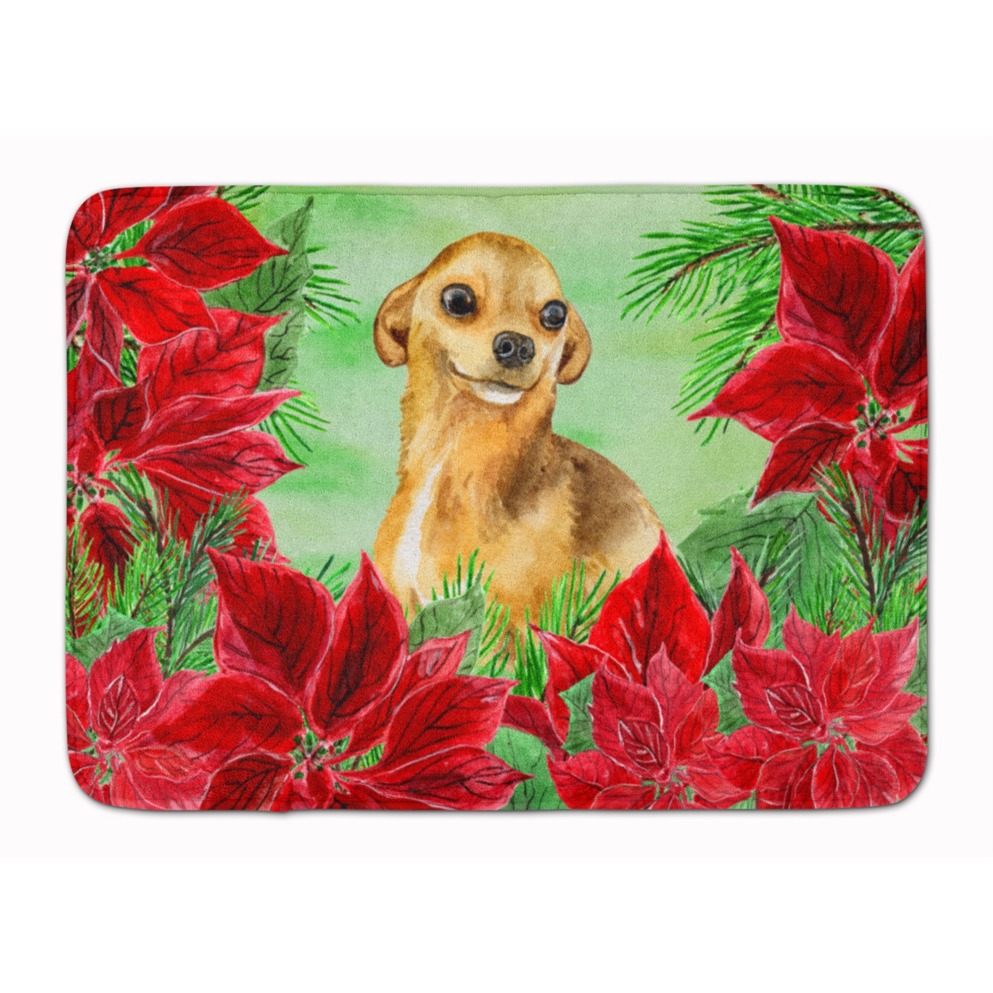 &quotCaroline's Treasures Chihuahua Poinsettias Floor Mat, 19"" x 27"", Multicolor"
