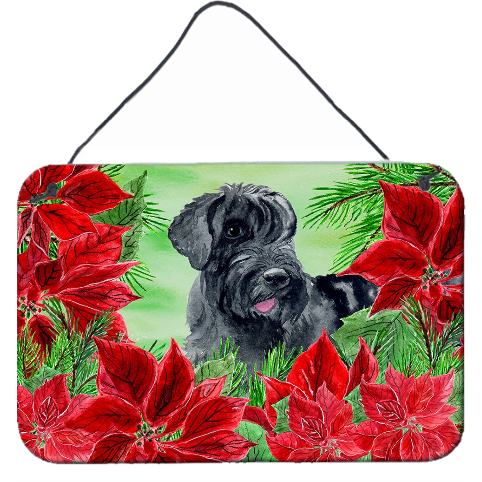 &quotCaroline's Treasures Giant Schnauzer Poinsettias Metal Print, 8"" x 12"", Christmas Poinsettas"