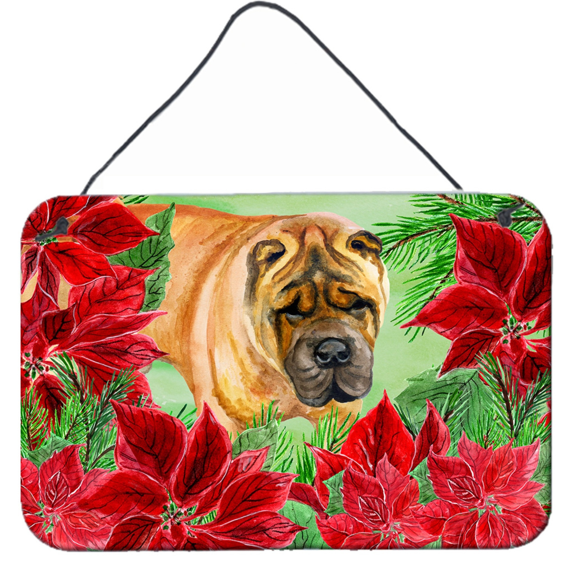 &quotCaroline's Treasures Shar Pei Poinsettias Metal Print, 8"" x 12"", Christmas Poinsettas"