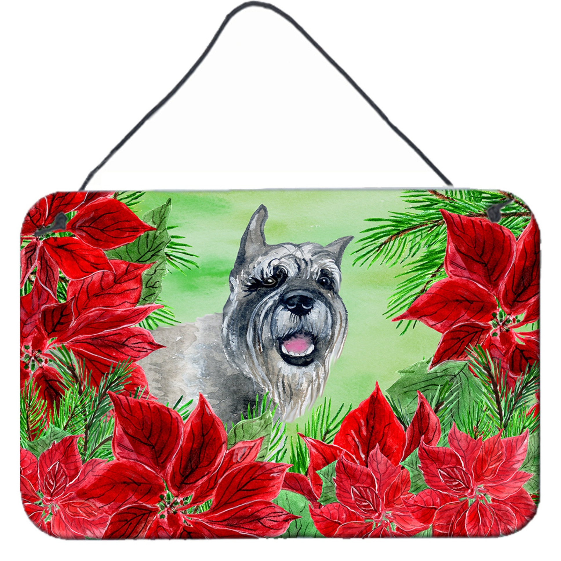 &quotCaroline's Treasures Schnauzer Poinsettias Metal Print, 8"" x 12"", Christmas Poinsettas"