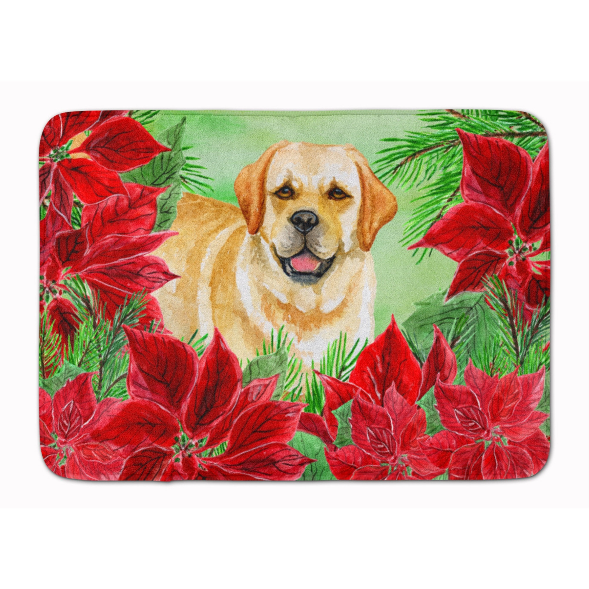 &quotCaroline's Treasures Golden Retriever Poinsettias Floor Mat, 19"" x 27"", Multicolor"