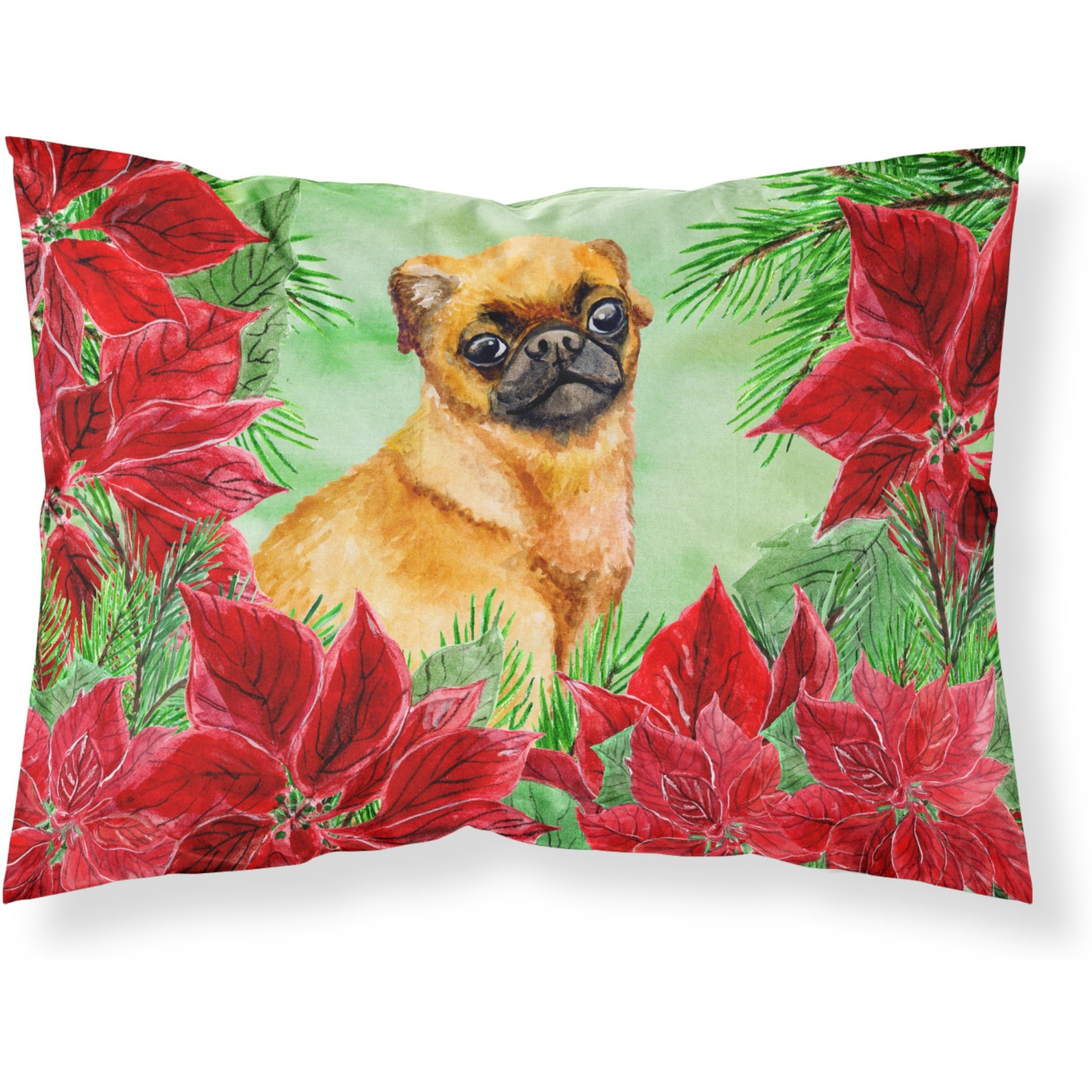 &quotCaroline's Treasures Small Brabant Griffon Poinsettias Pillowcase, Standard, Multicolor"