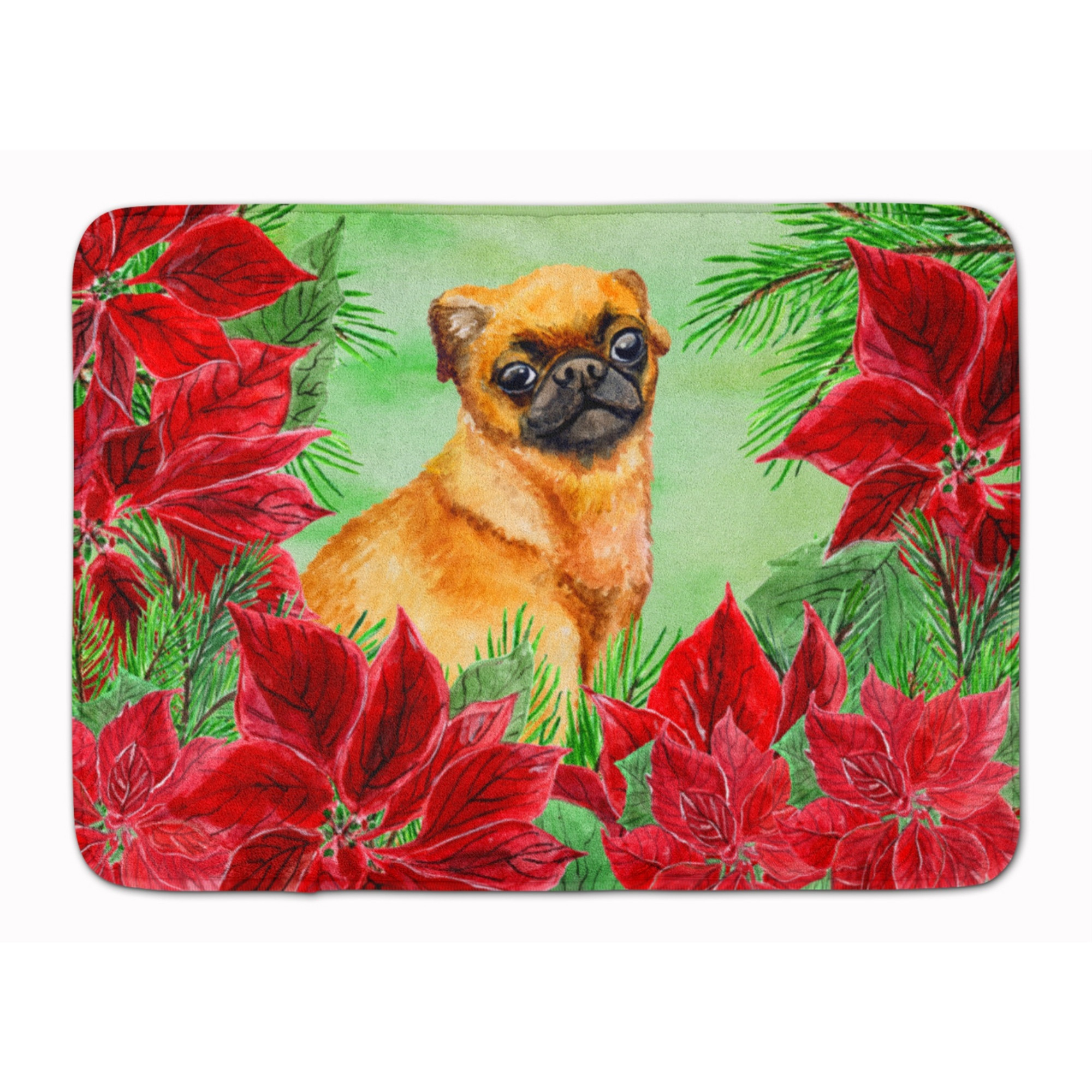 &quotCaroline's Treasures Small Brabant Griffon Poinsettias Floor Mat, 19"" x 27"", Multicolor"