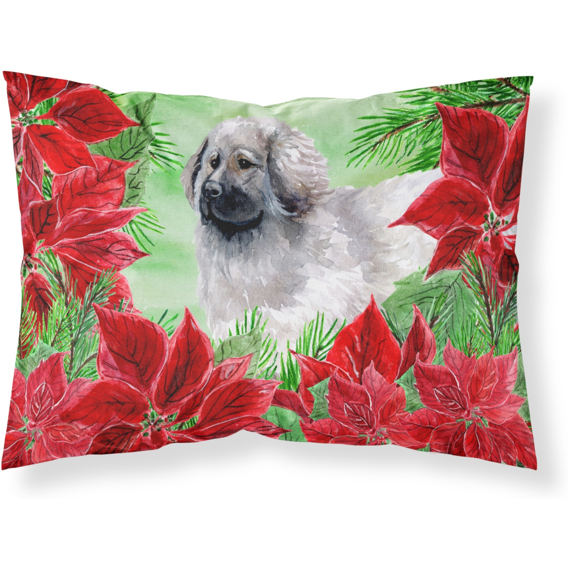 &quotCaroline's Treasures Moscow Watchdog Poinsettias Printed, Polyester, 250 Thread count, Envelope closure Pillowcase, Standard, Multicolor"