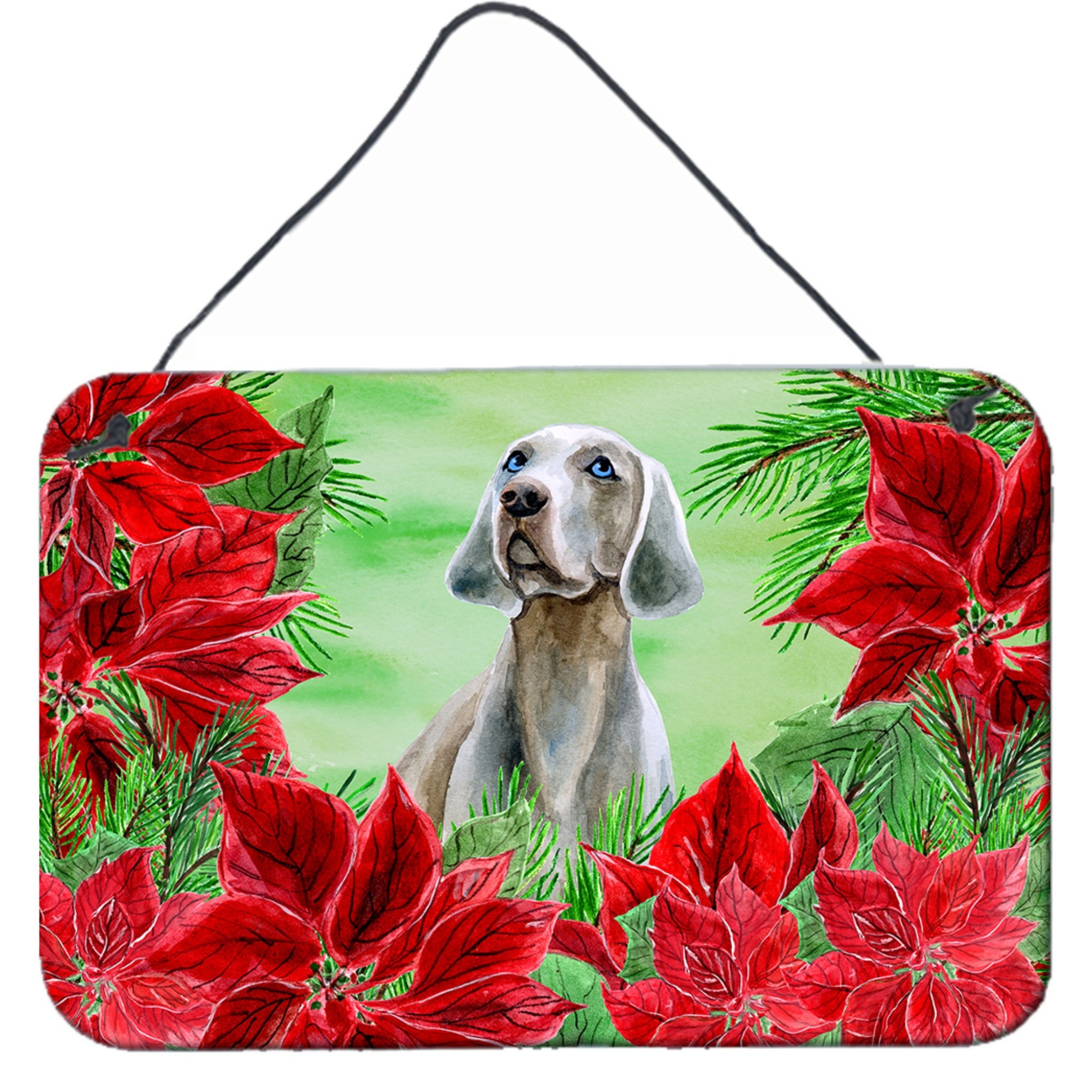 &quotCaroline's Treasures Weimaraner Poinsettias Metal Print, 8"" x 12"", Multicolor"