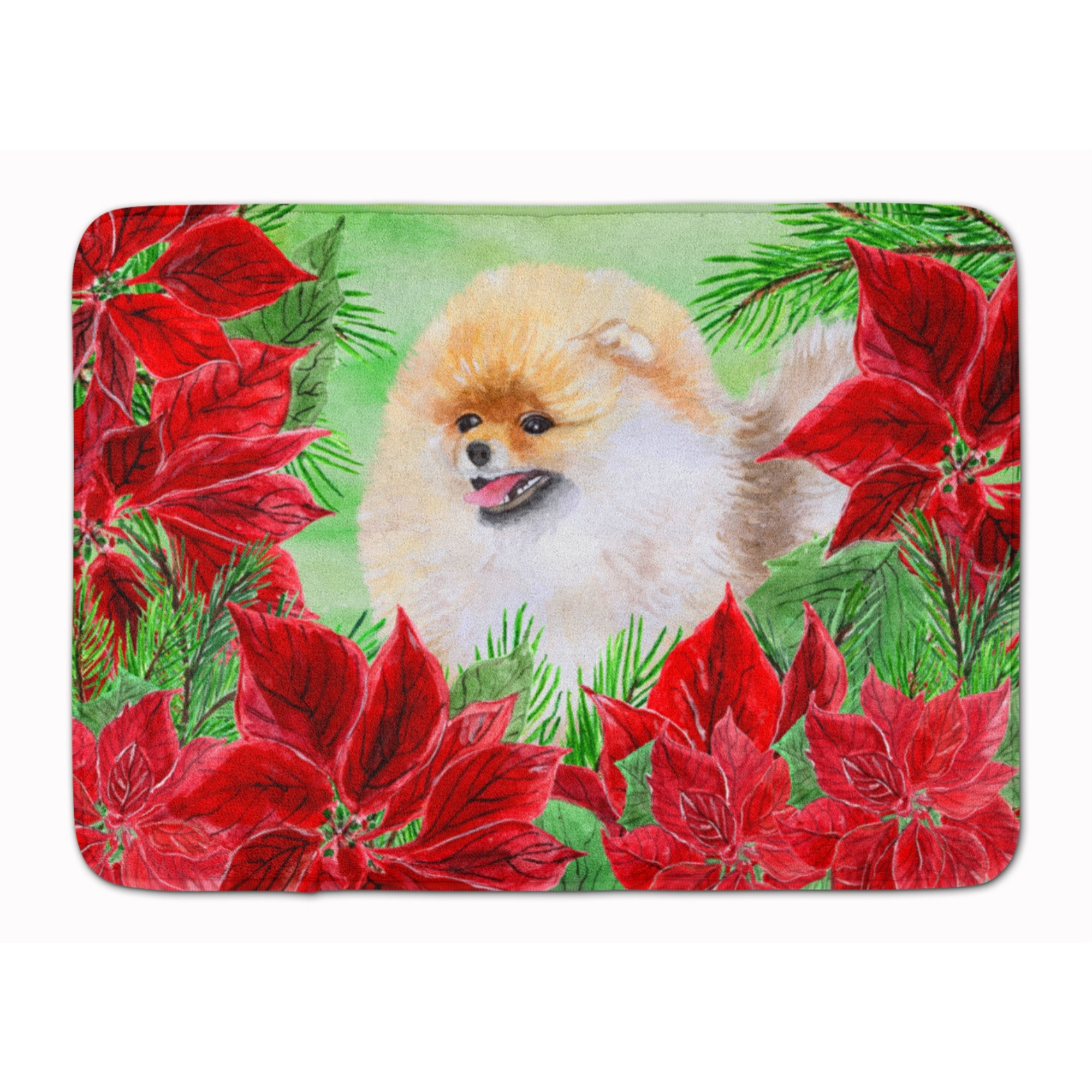 &quotCaroline's Treasures Pomeranian Poinsettias Floor Mat, 19"" x 27"", Multicolor"