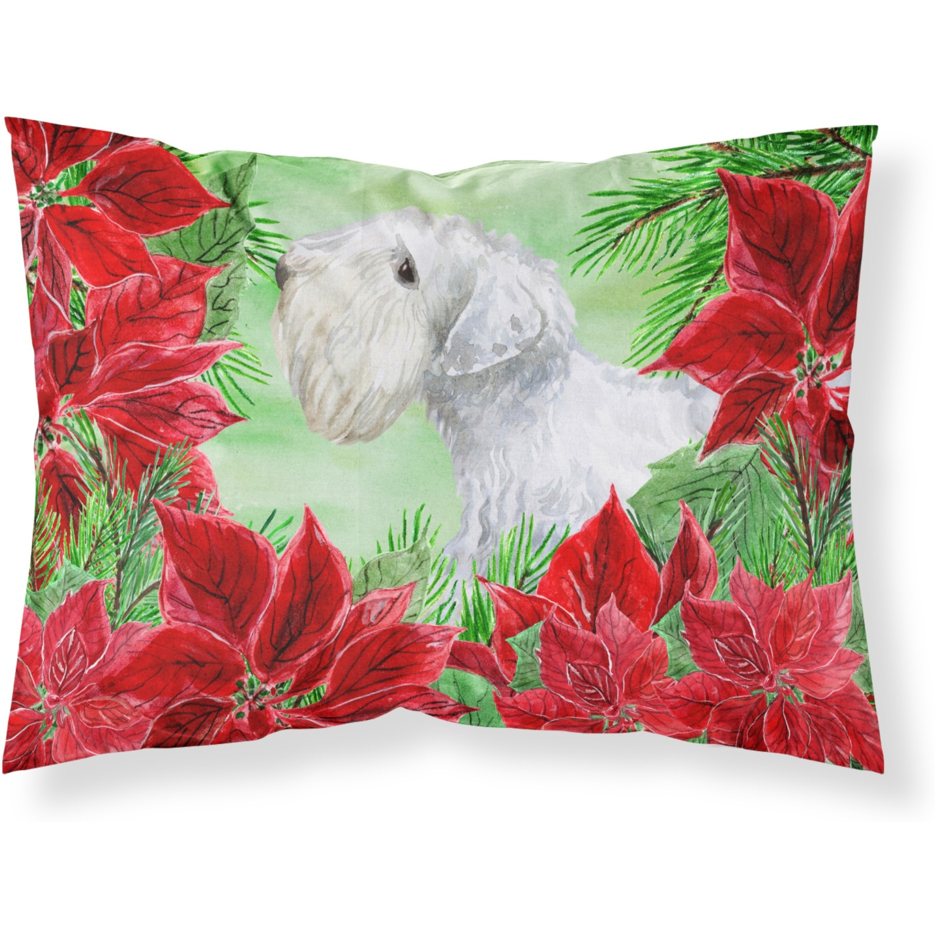 &quotCaroline's Treasures Sealyham Terrier Poinsettias Printed, Polyester, 250 Thread count, Envelope closure Pillowcase, Multicolor"