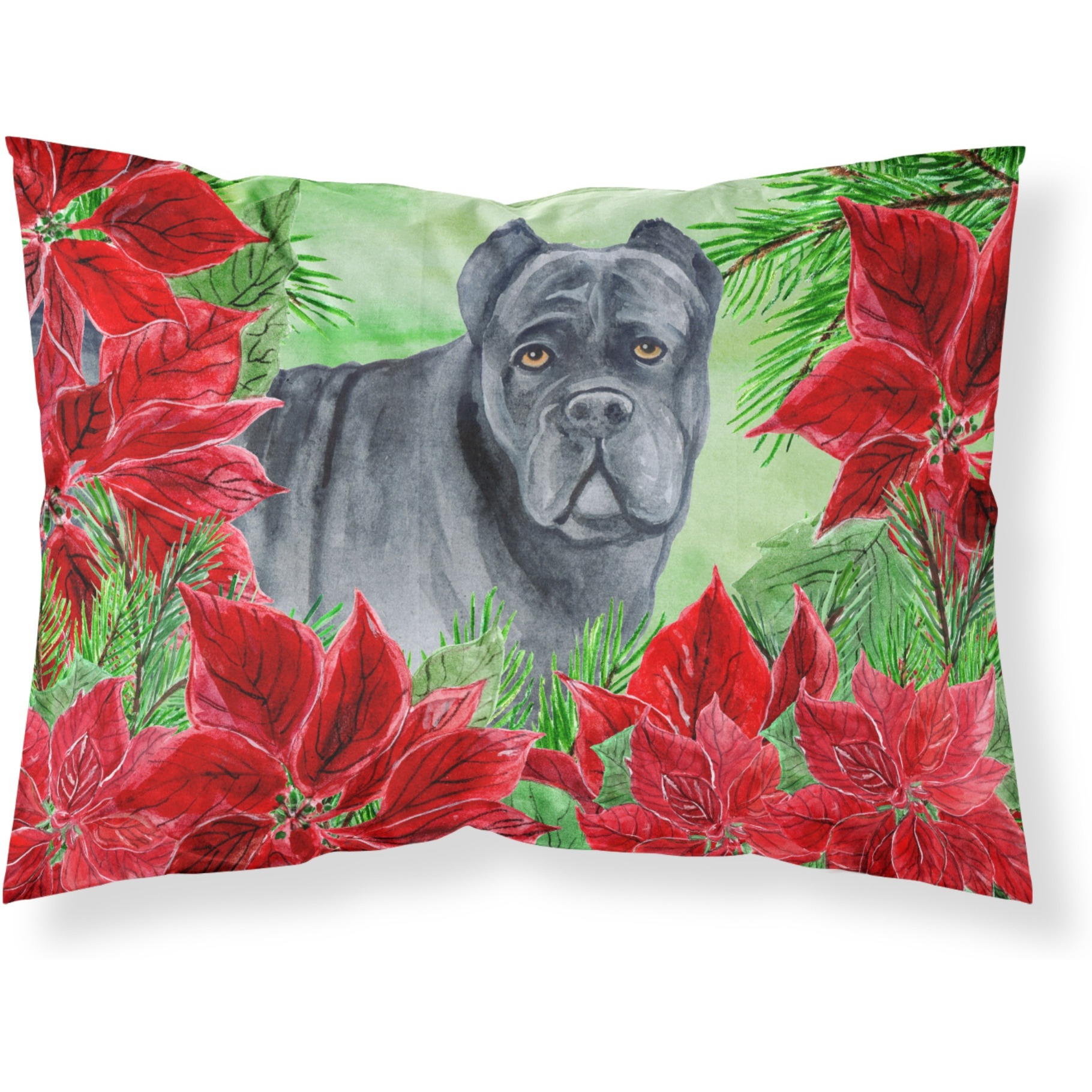 &quotCaroline's Treasures Cane Corso Poinsettias Printed, Polyester, 250 Thread count, Envelope closure Pillowcase, Standard, Multicolor"