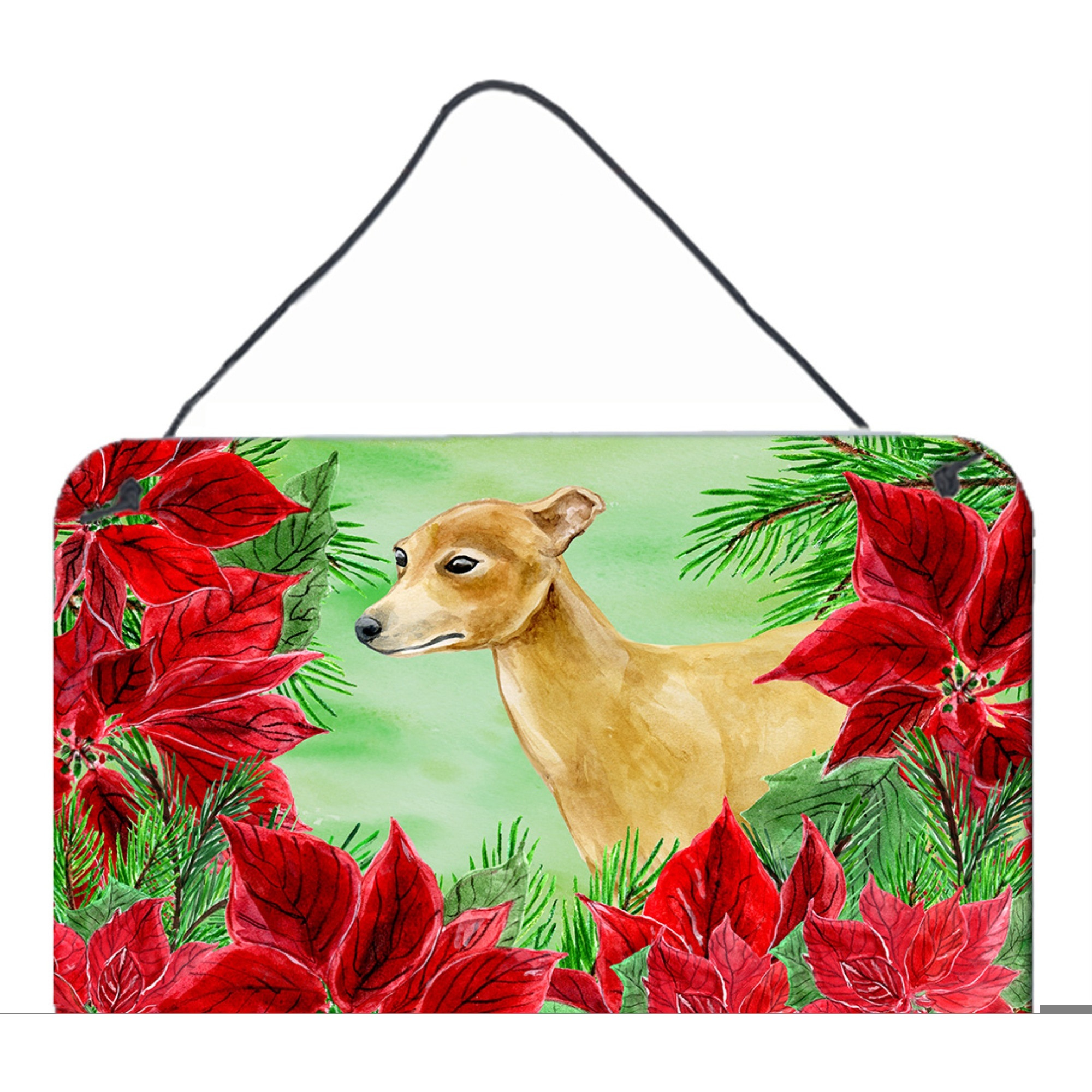 &quotCaroline's Treasures Italian Greyhound Poinsettias Metal Print, 8"" x 12"", Christmas Poinsettas"