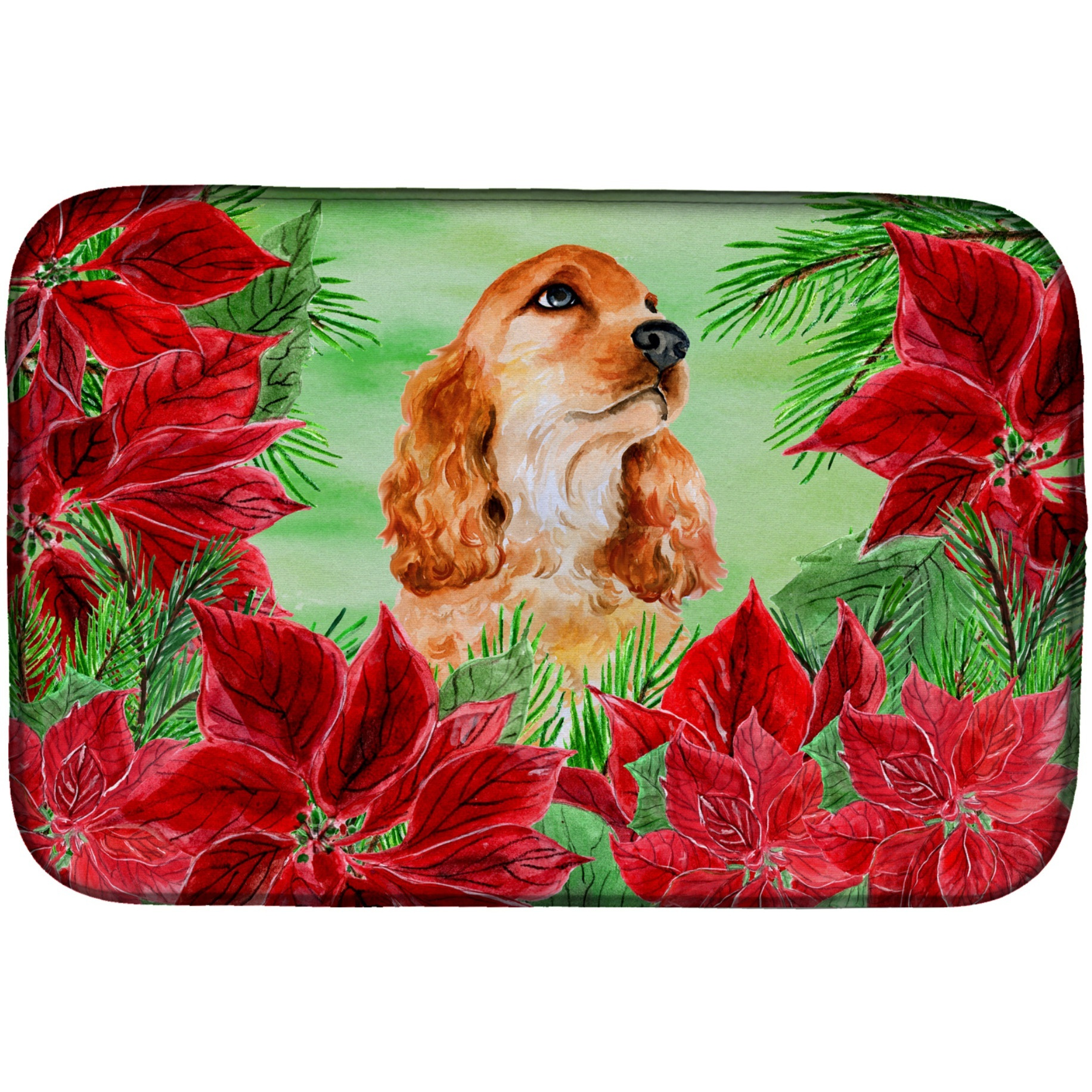 &quotCaroline's Treasures CK1354DDM Dish Drying Mat, 14 x 21, Christmas Poinsettas"