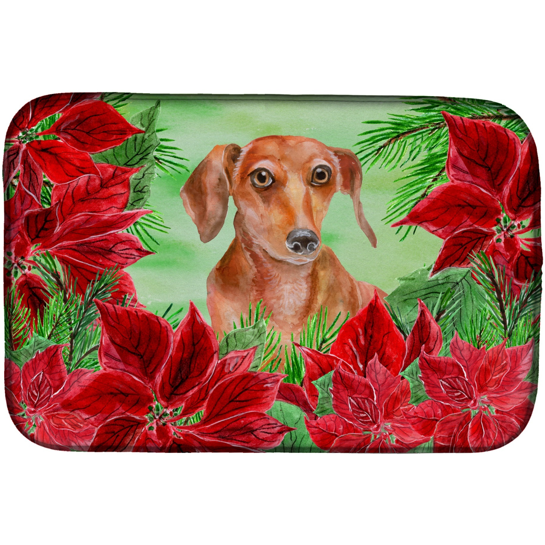 &quotCaroline's Treasures CK1355DDM Dish Drying Mat, 14"" x 21"", Christmas Poinsettas"