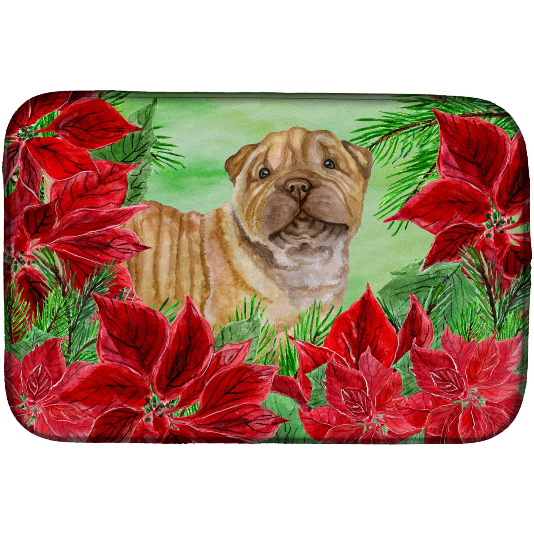&quotCaroline's Treasures CK1366DDM Dish Drying Mat, 14 x 21, Christmas Poinsettas"