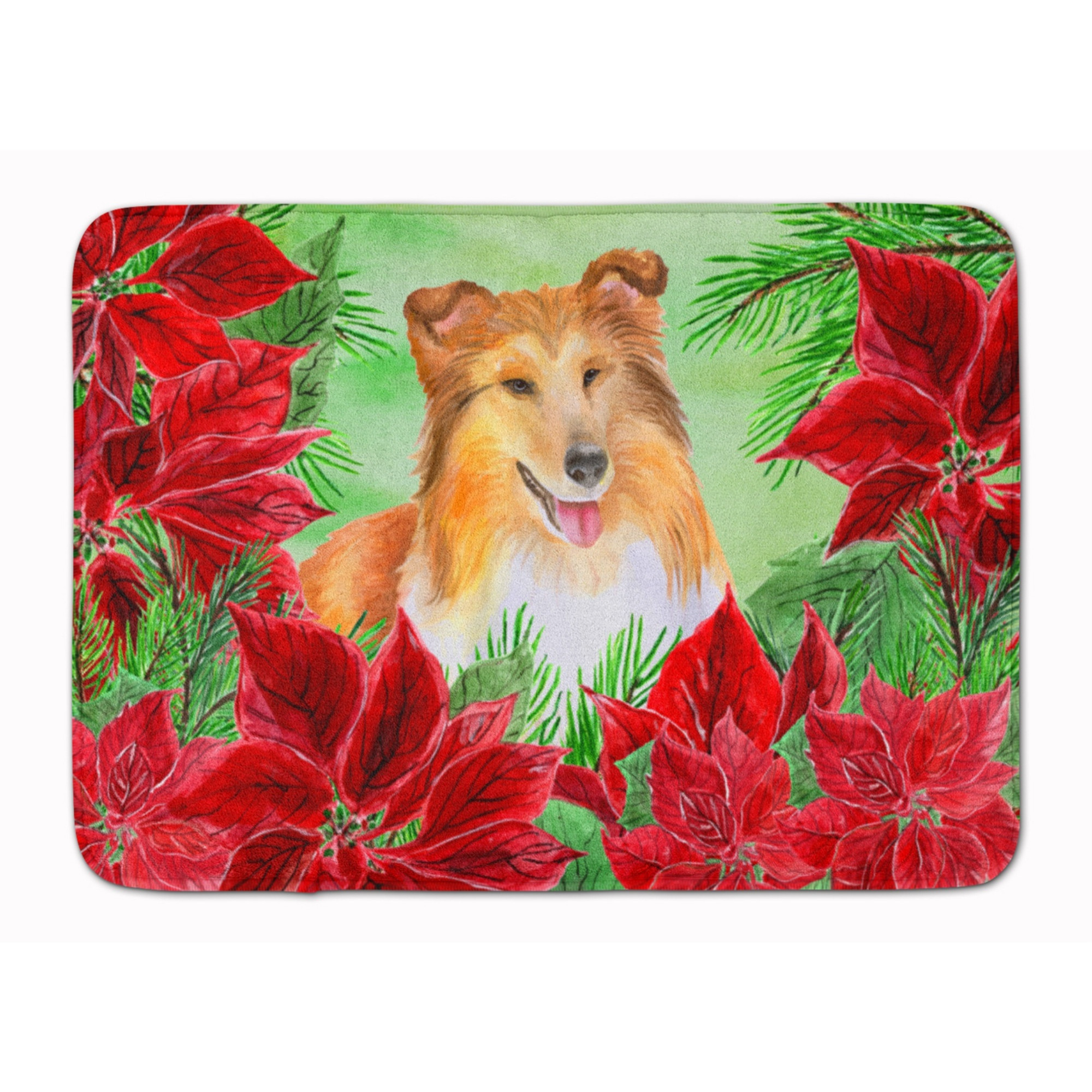 &quotCaroline's Treasures Sheltie Poinsettias Floor Mat, 19"" x 27"", Multicolor"