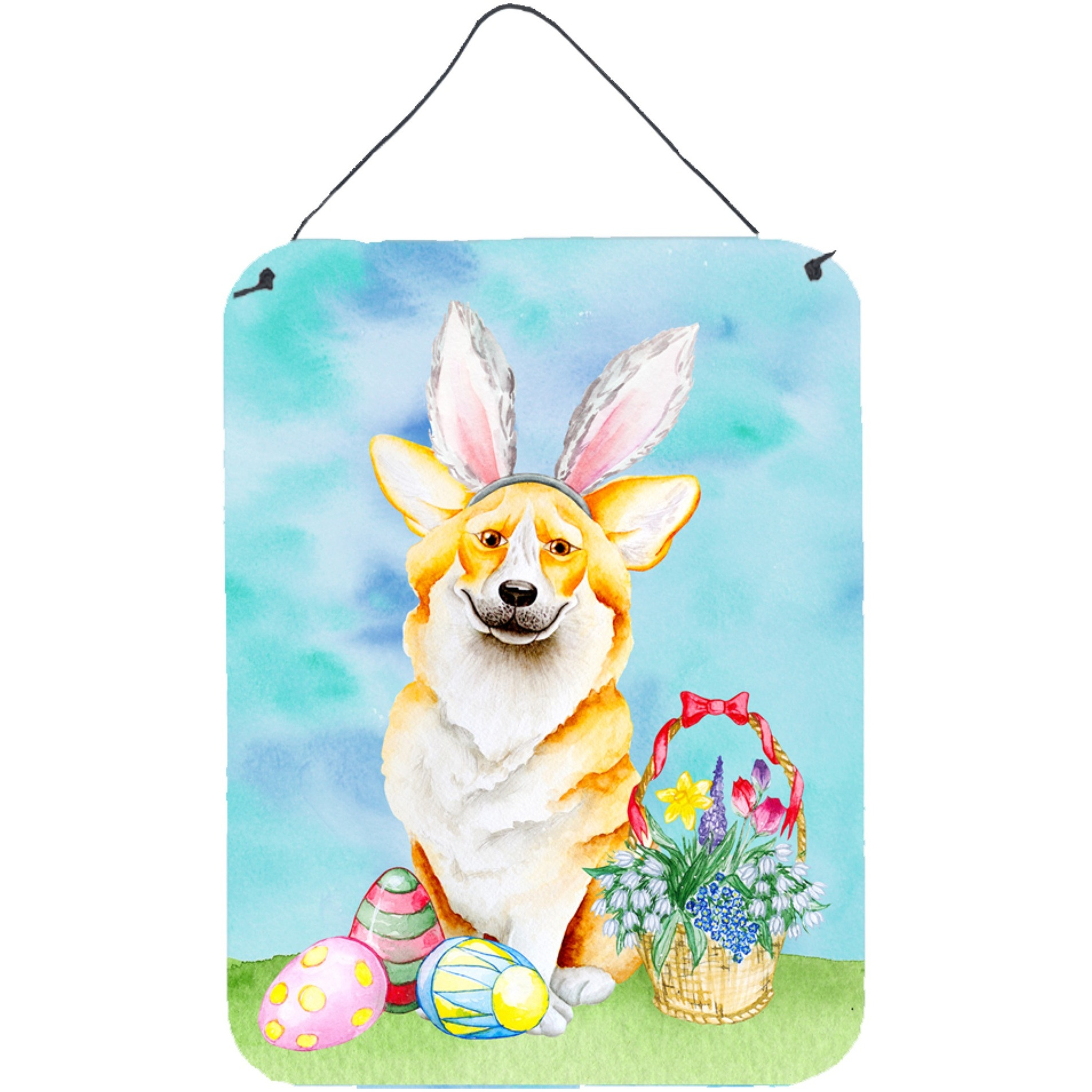 &quotCaroline's Treasures Corgi Easter Bunny Metal Print, 16"" x 12"", Multicolor"