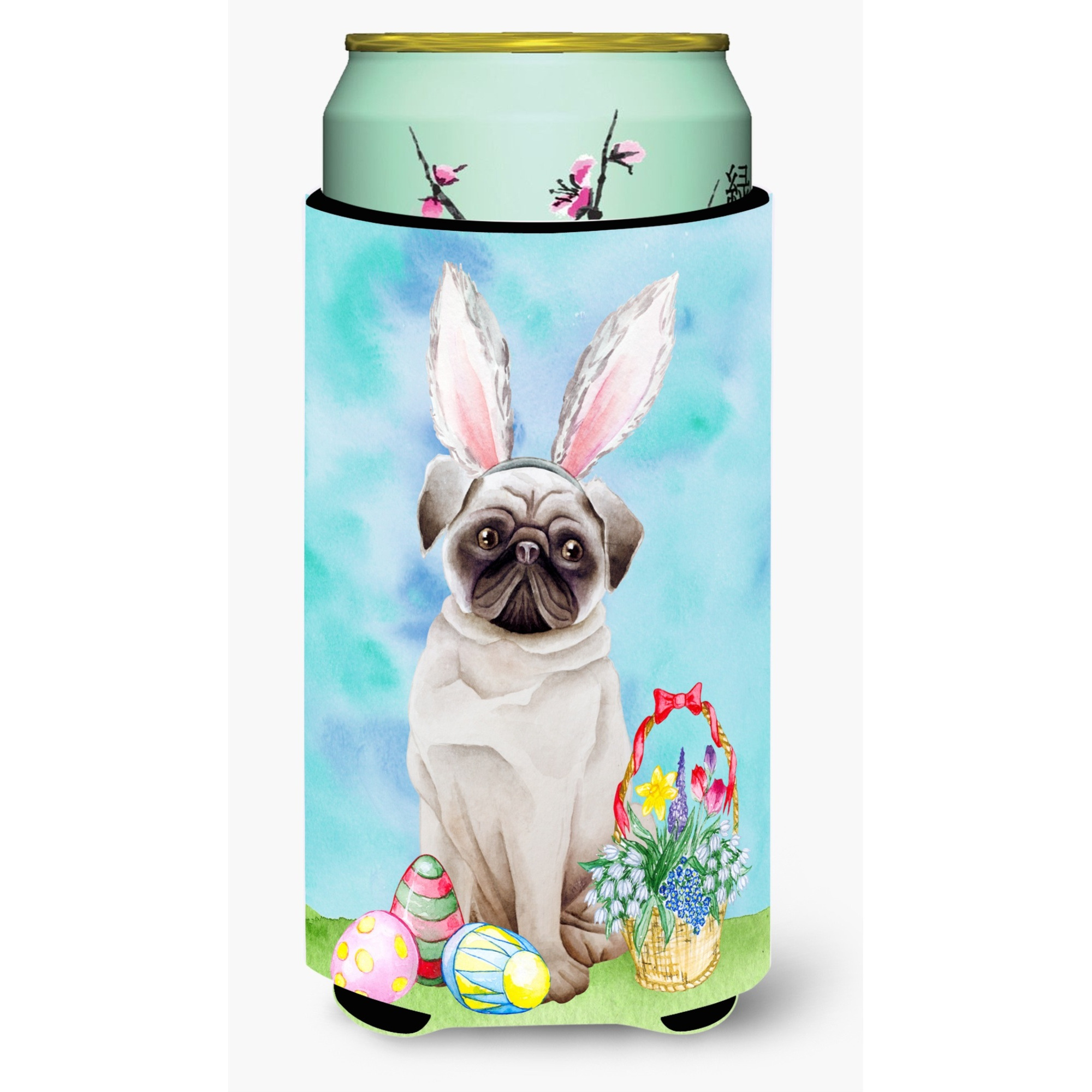 &quotCaroline's Treasures Pug Easter Bunny Decorative Can Hugger, Tall Boy, Multicolor"