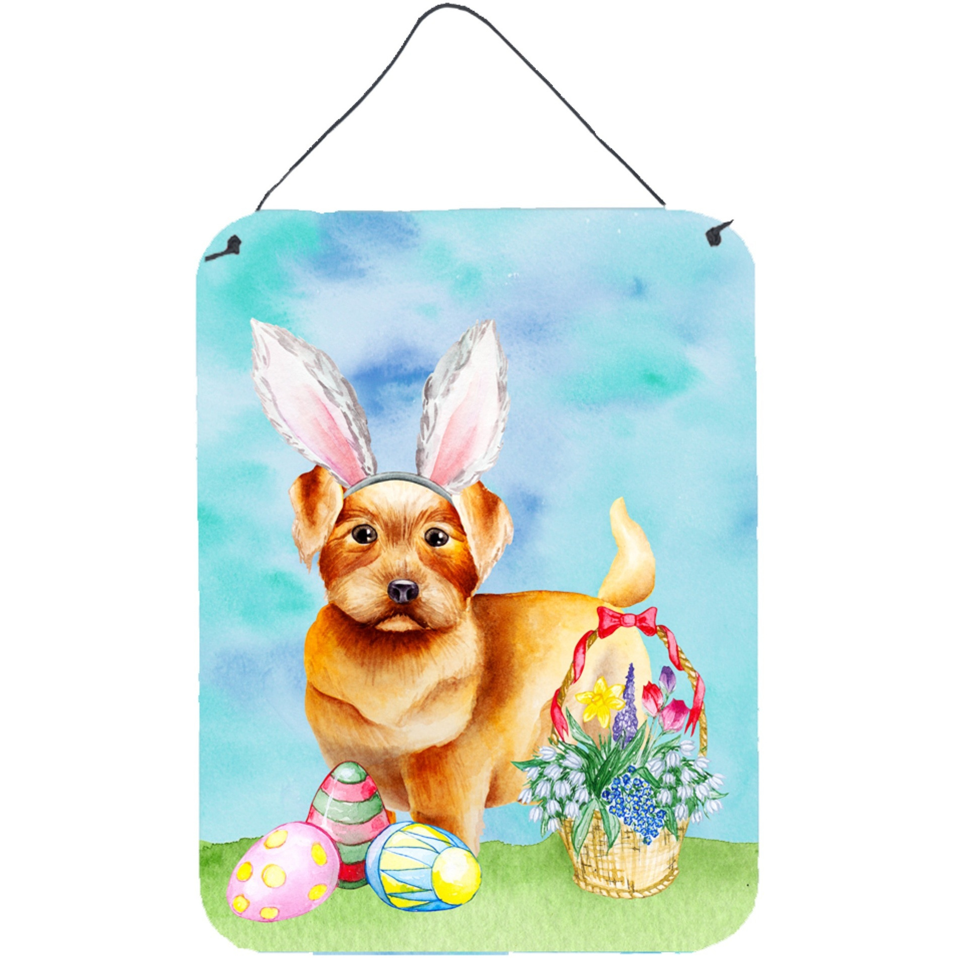 &quotCaroline's Treasures Norfolk Terrier Easter Bunny Metal Print, 16"" x 12"", Multicolor"