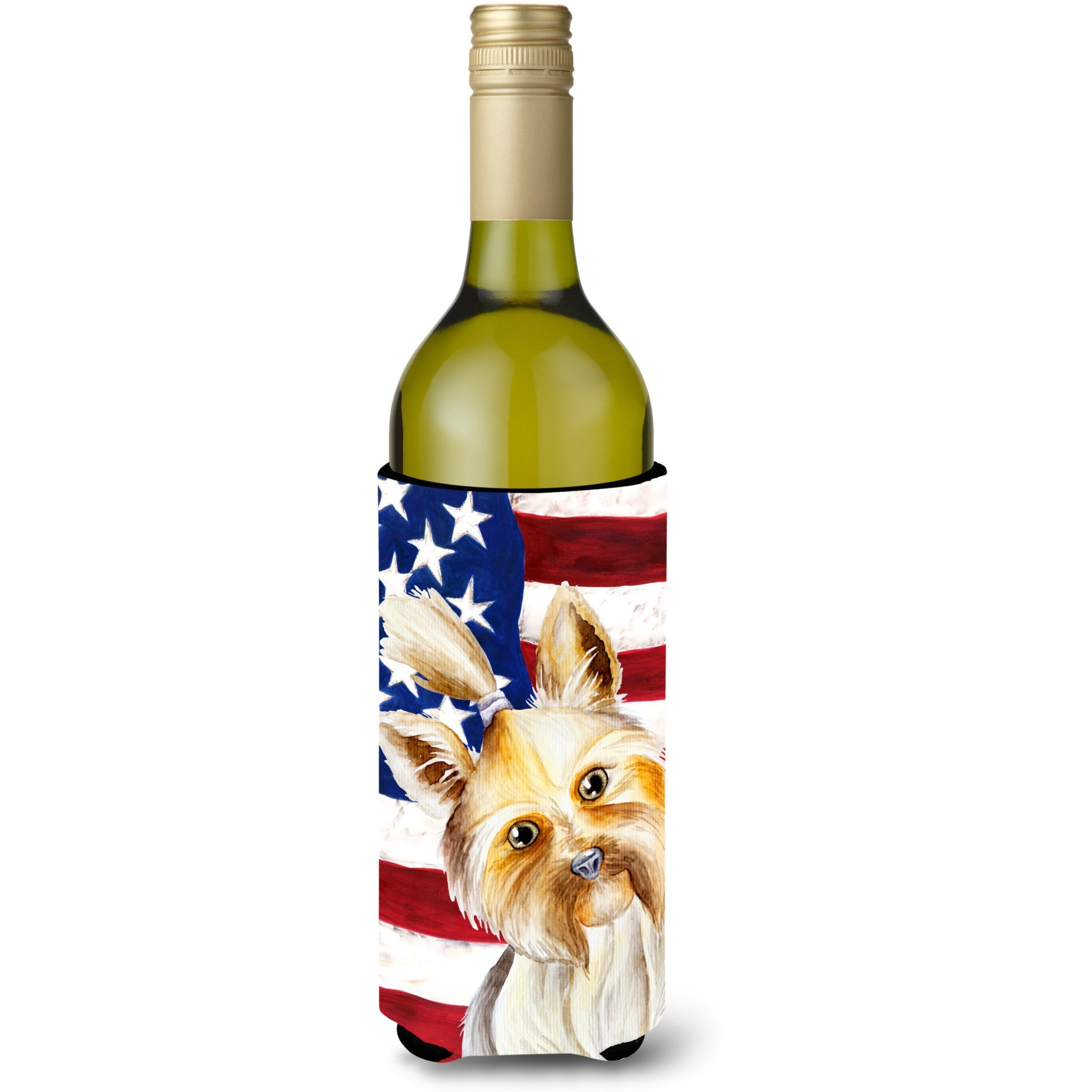 &quotCaroline's Treasures Yorkie Yorkshire Terrier Patriotic Decorative Bottle Hugger, 750ml, Multicolor"