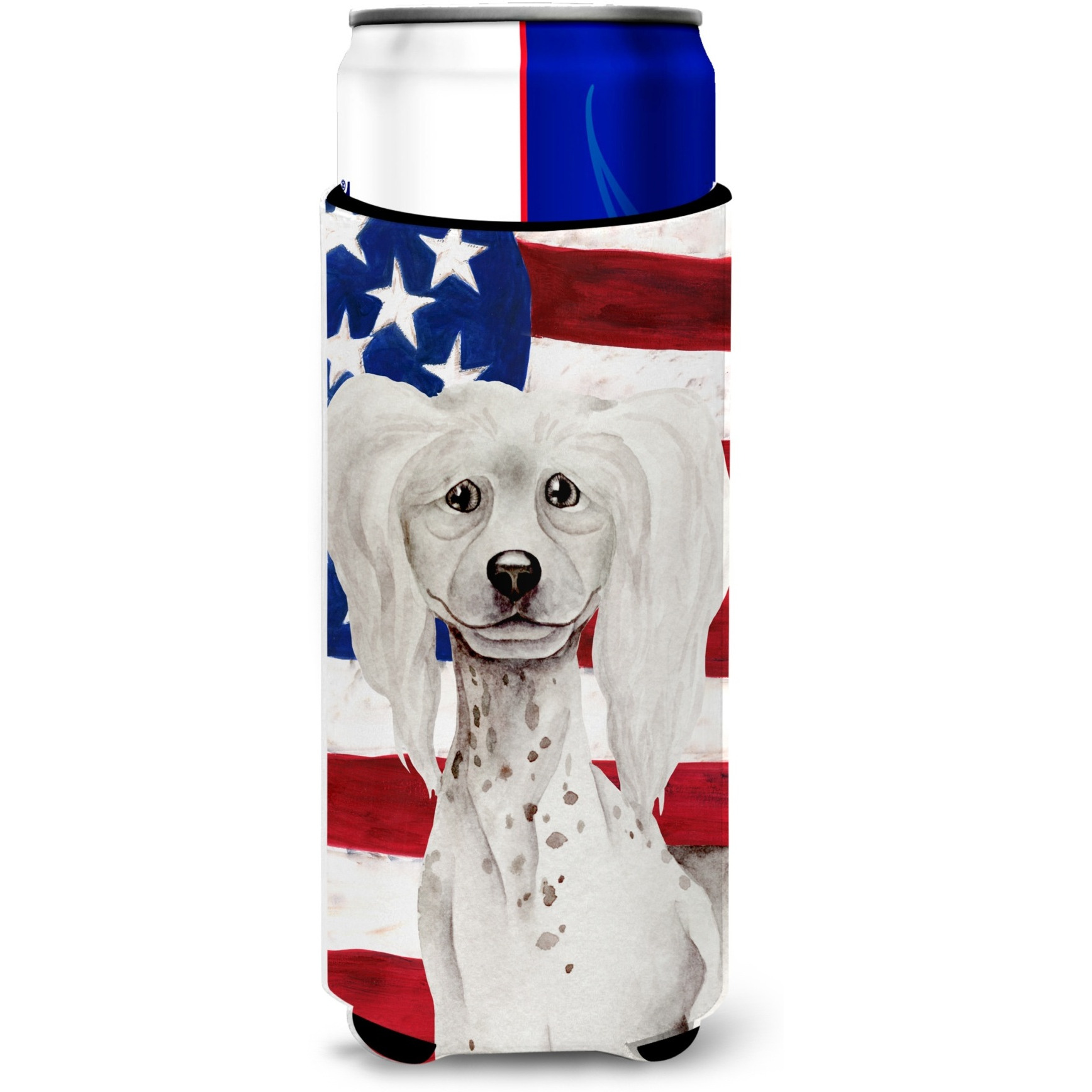 &quotCaroline's Treasures Chinese Crested Patriotic Decorative Can Hugger, Slim, Multicolor"