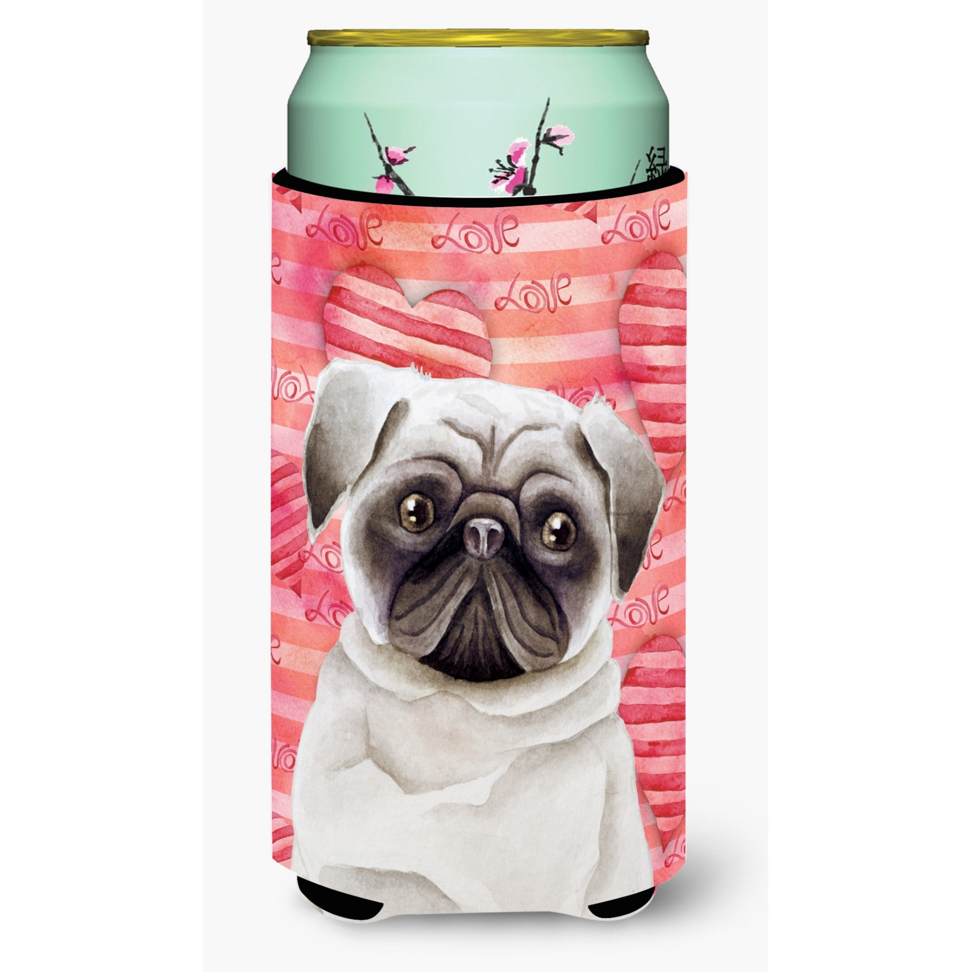 &quotCaroline's Treasures Pug Love Decorative Can Hugger, Tall Boy, Multicolor"