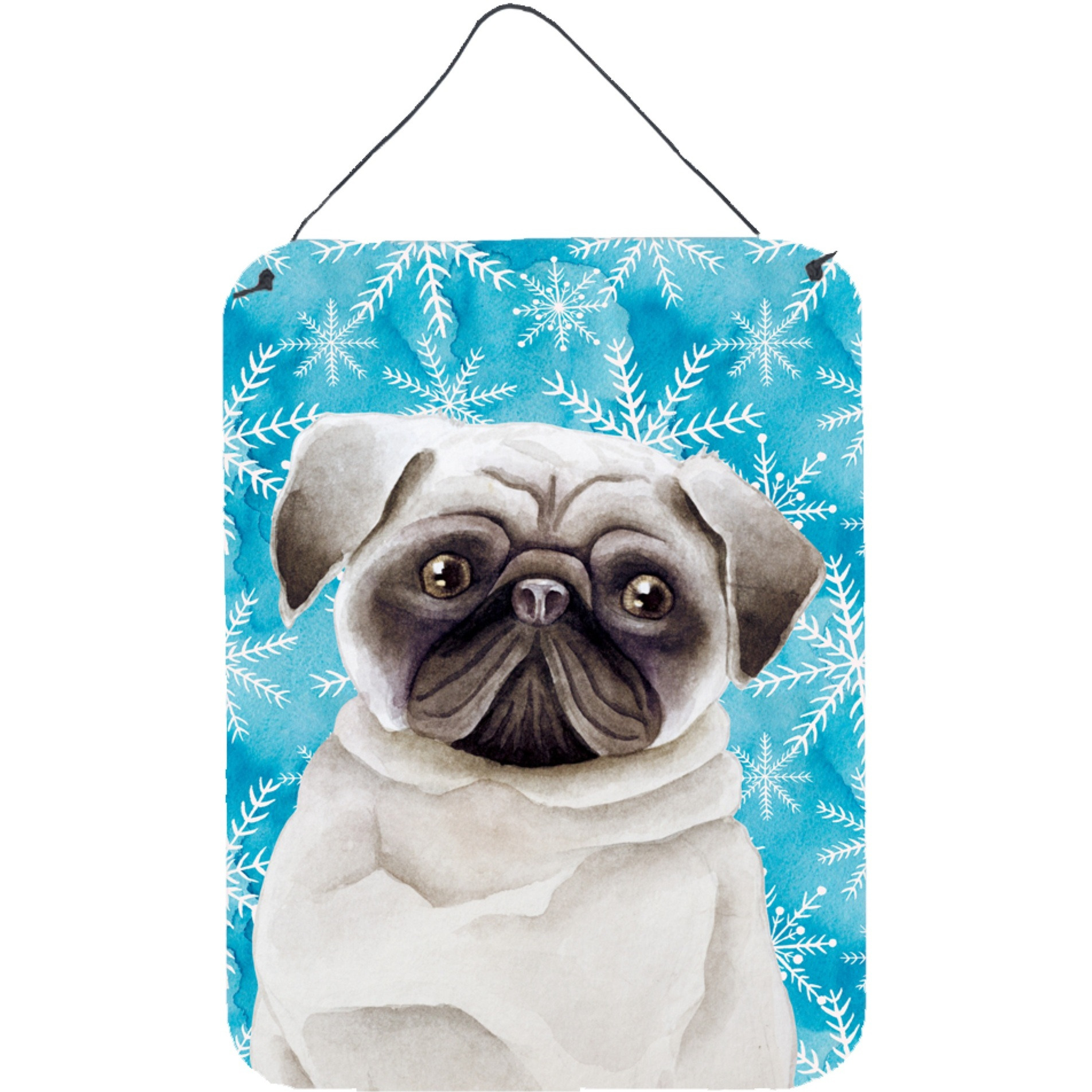 &quotCaroline's Treasures Pug Winter Metal Print, 16"" x 12"", Multicolor"