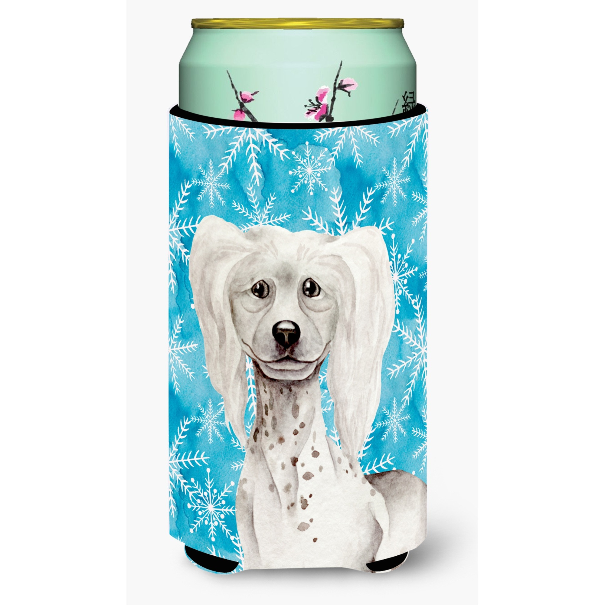 &quotCaroline's Treasures Chinese Crested Winter Decorative Can Hugger, Tall Boy, Multicolor"