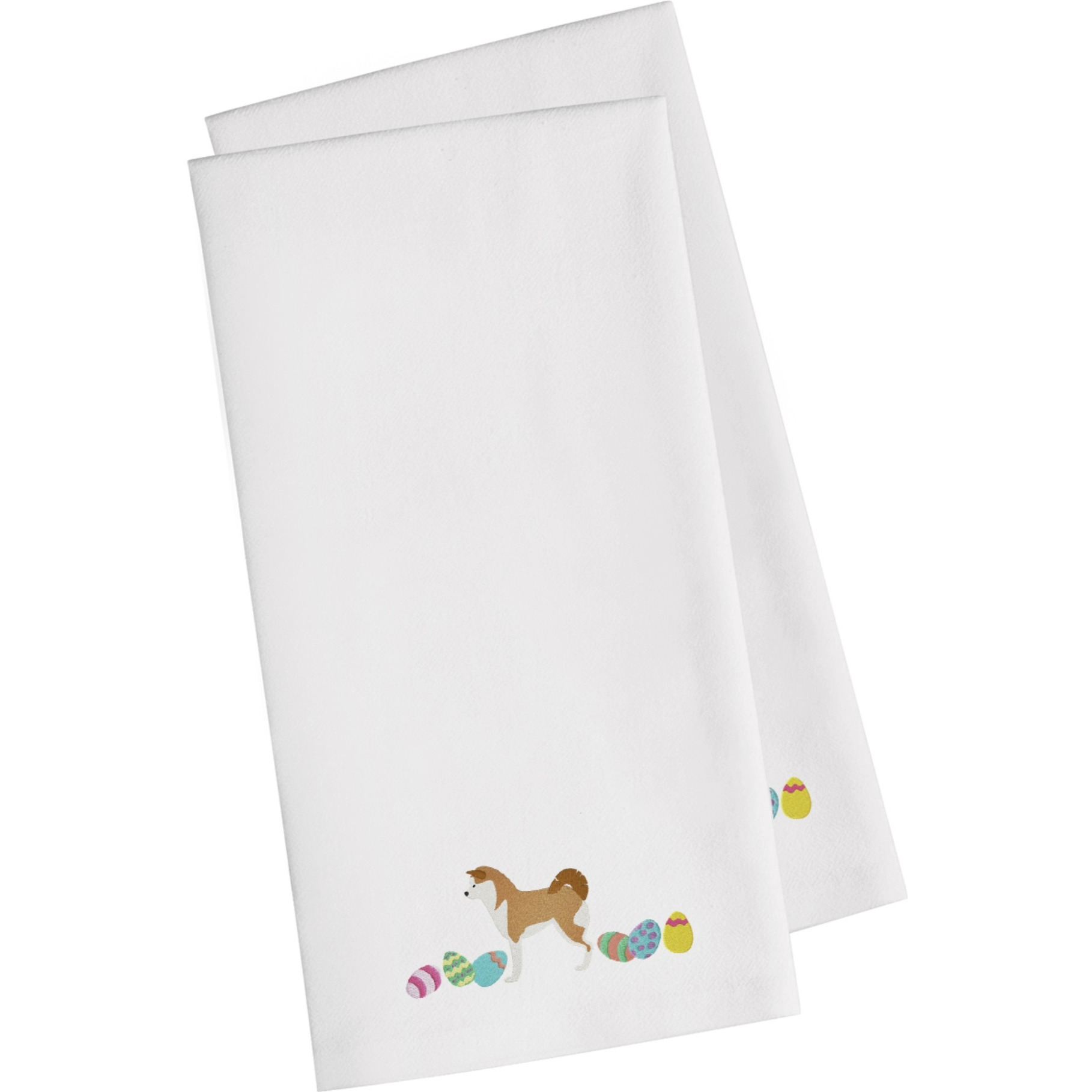 Caroline's Treasures CK1595WHTWE Akita Easter White Embroidered Kitchen Towel Set of 2