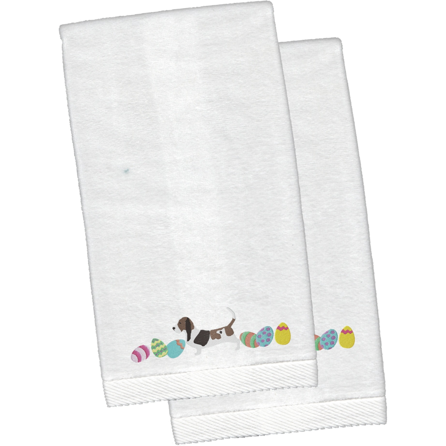 &quotCaroline's Treasures Basset Hound Easter Emboidered Hand Towels, 26hx16w, Multicolor"
