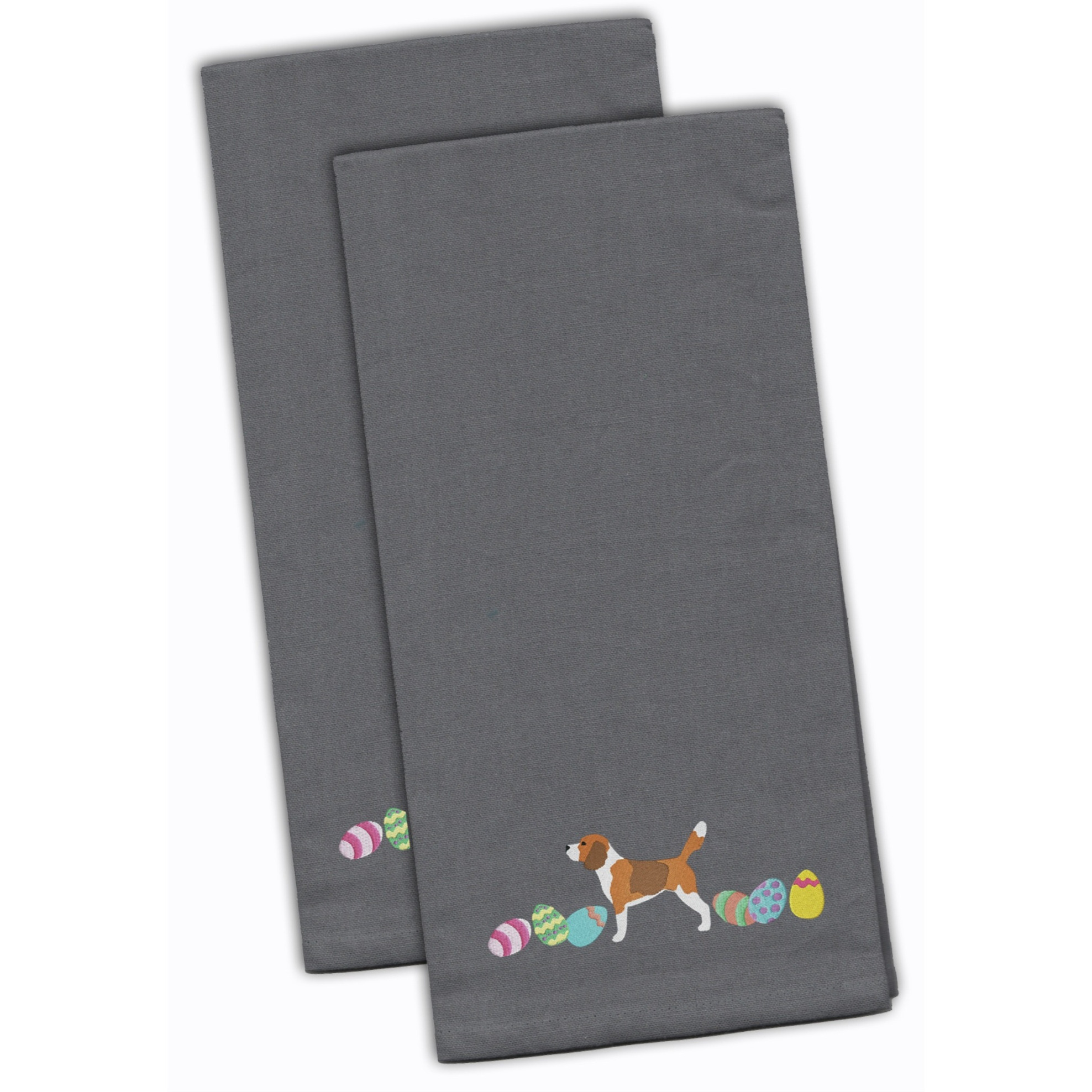 Caroline's Treasures CK1604GYTWE Beagle Easter Gray Embroidered Kitchen Towel Set of 2