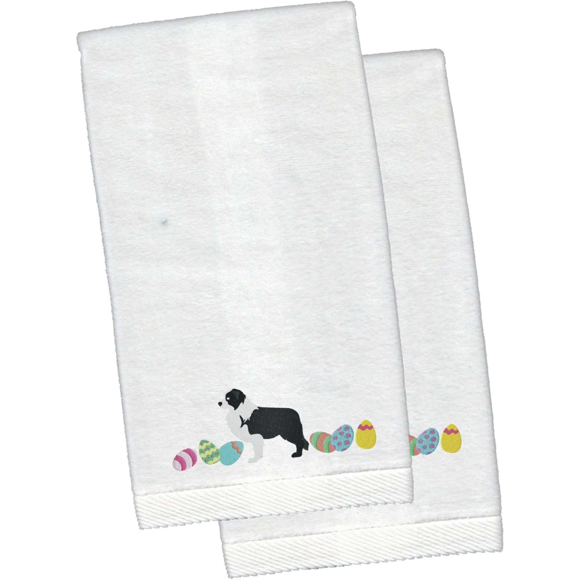 &quotCaroline's Treasures Black Border Collie Easter Emboidered Hand Towels, 26hx16w, Multicolor"