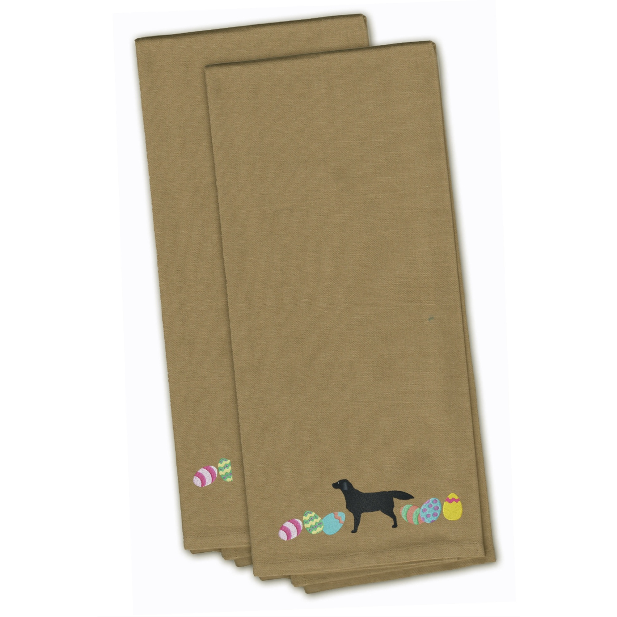 Caroline's Treasures CK1611TNTWE Black Labrador Retriever Easter Tan Embroidered Kitchen Towel Set of 2