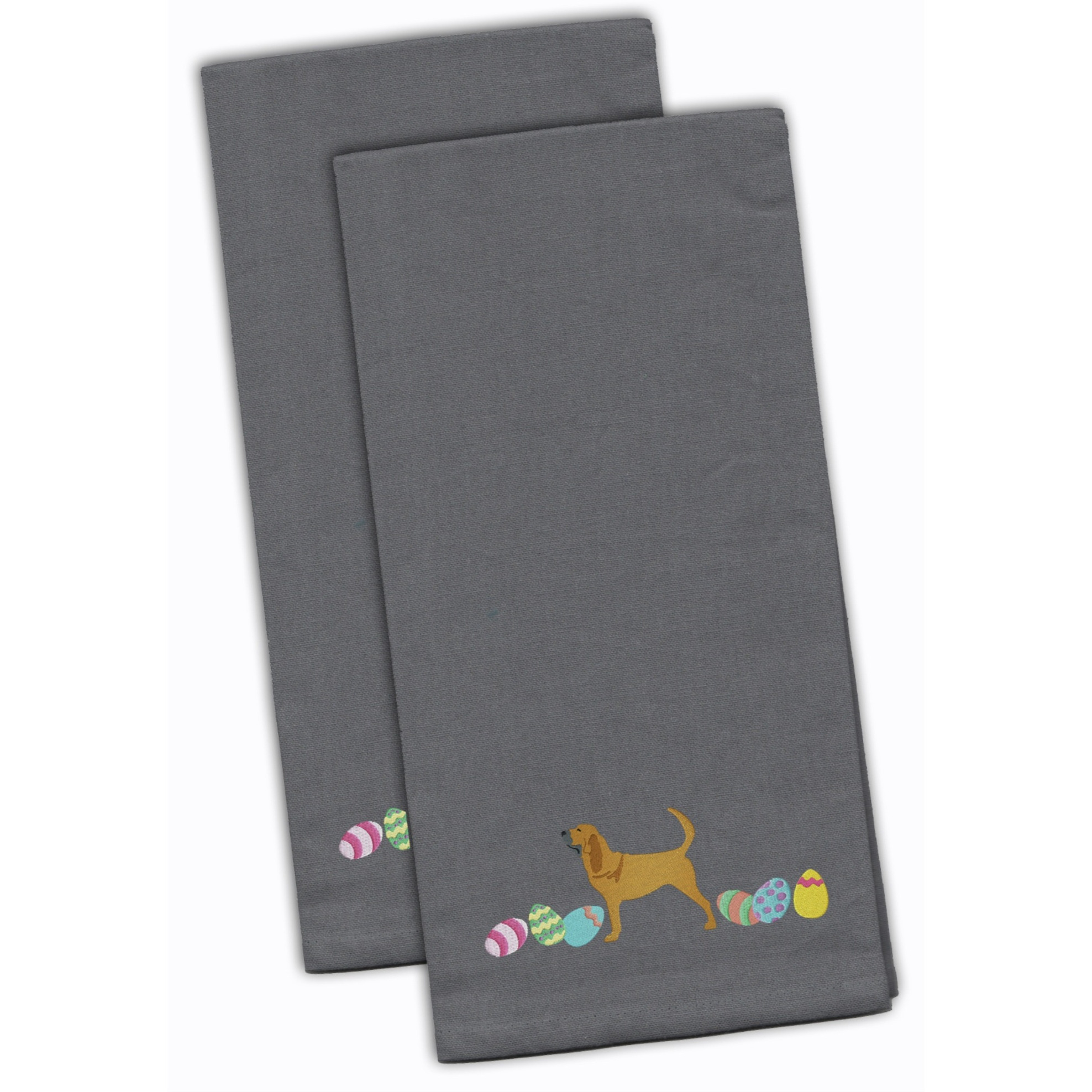 Caroline's Treasures CK1612GYTWE Bloodhound Easter Gray Embroidered Kitchen Towel Set of 2