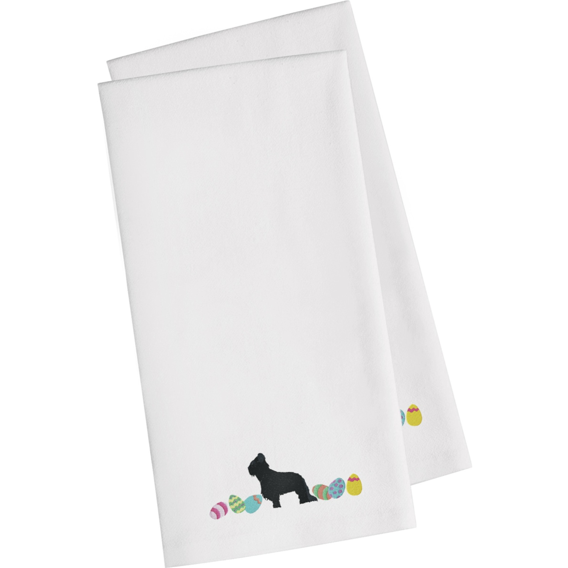 Caroline's Treasures CK1616WHTWE Briard Easter White Embroidered Kitchen Towel Set of 2