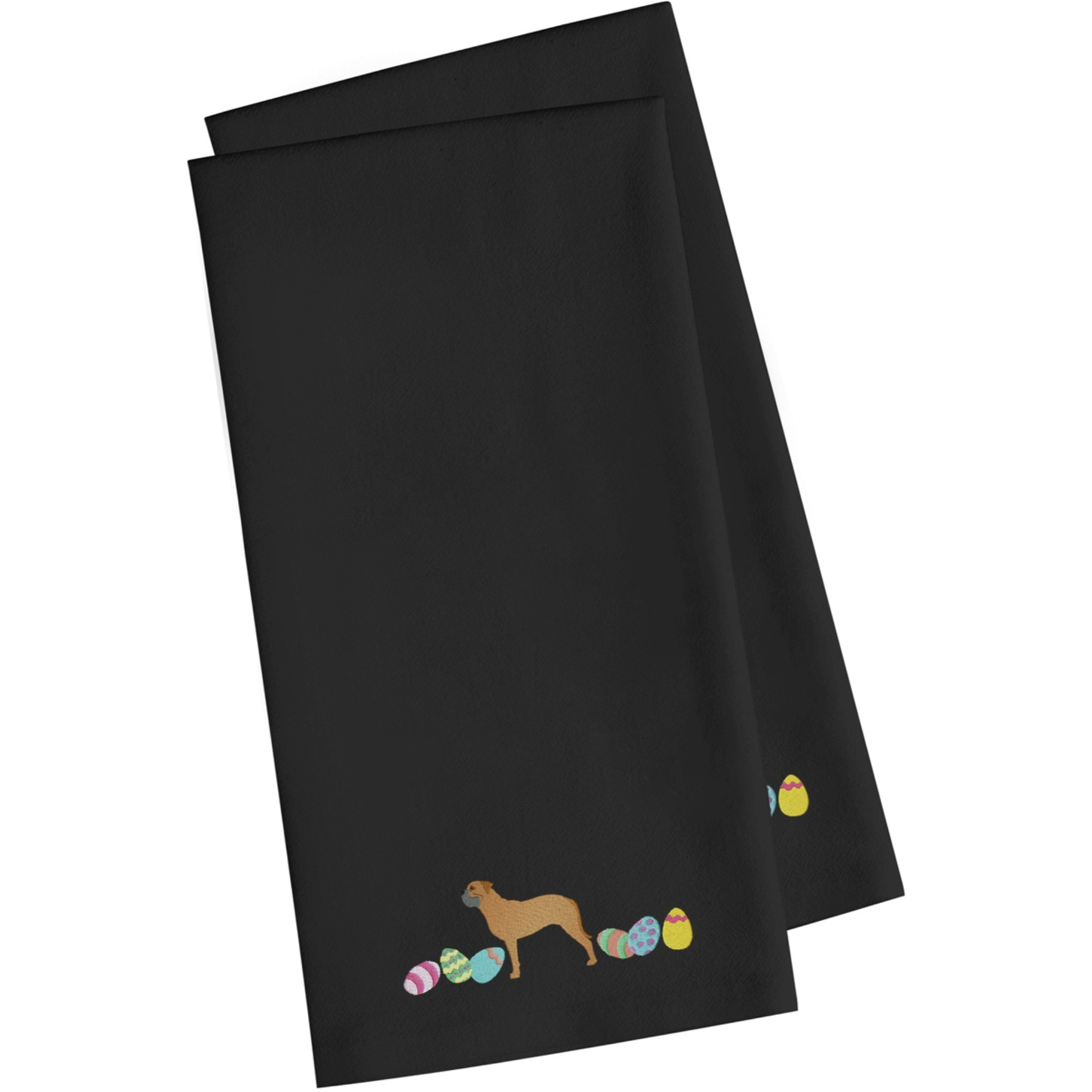 Caroline's Treasures CK1619BKTWE Bullmastiff Easter Black Embroidered Kitchen Towel Set of 2