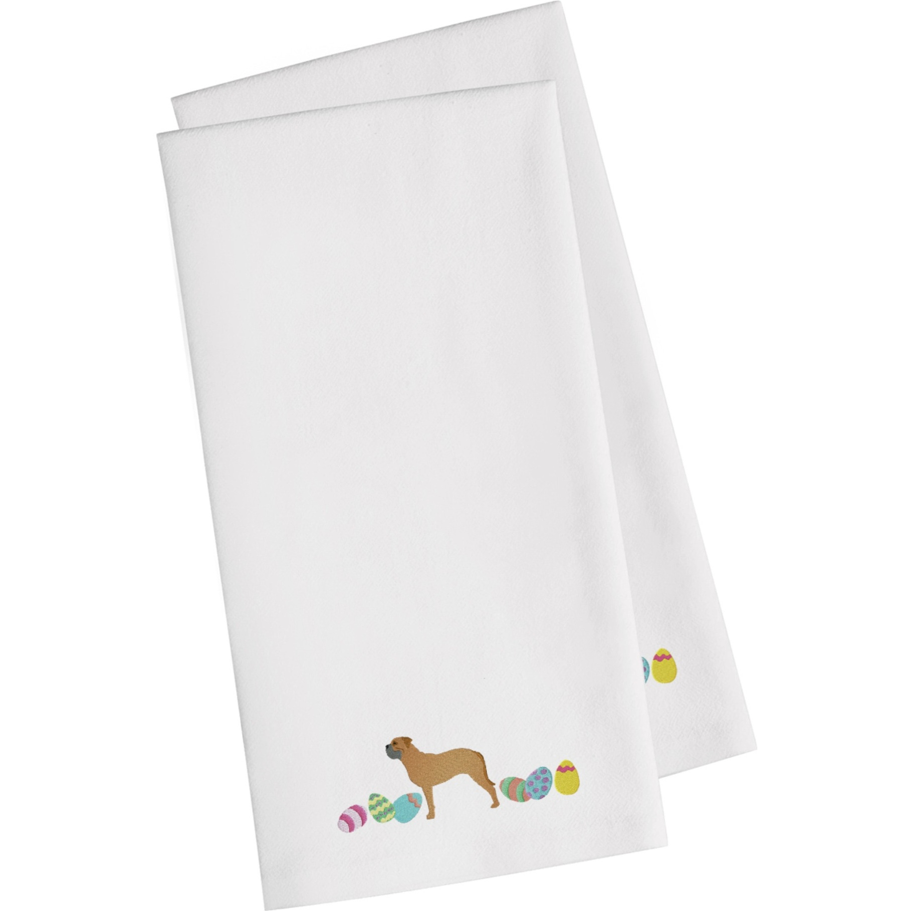 Caroline's Treasures CK1619WHTWE Bullmastiff Easter White Embroidered Kitchen Towel Set of 2