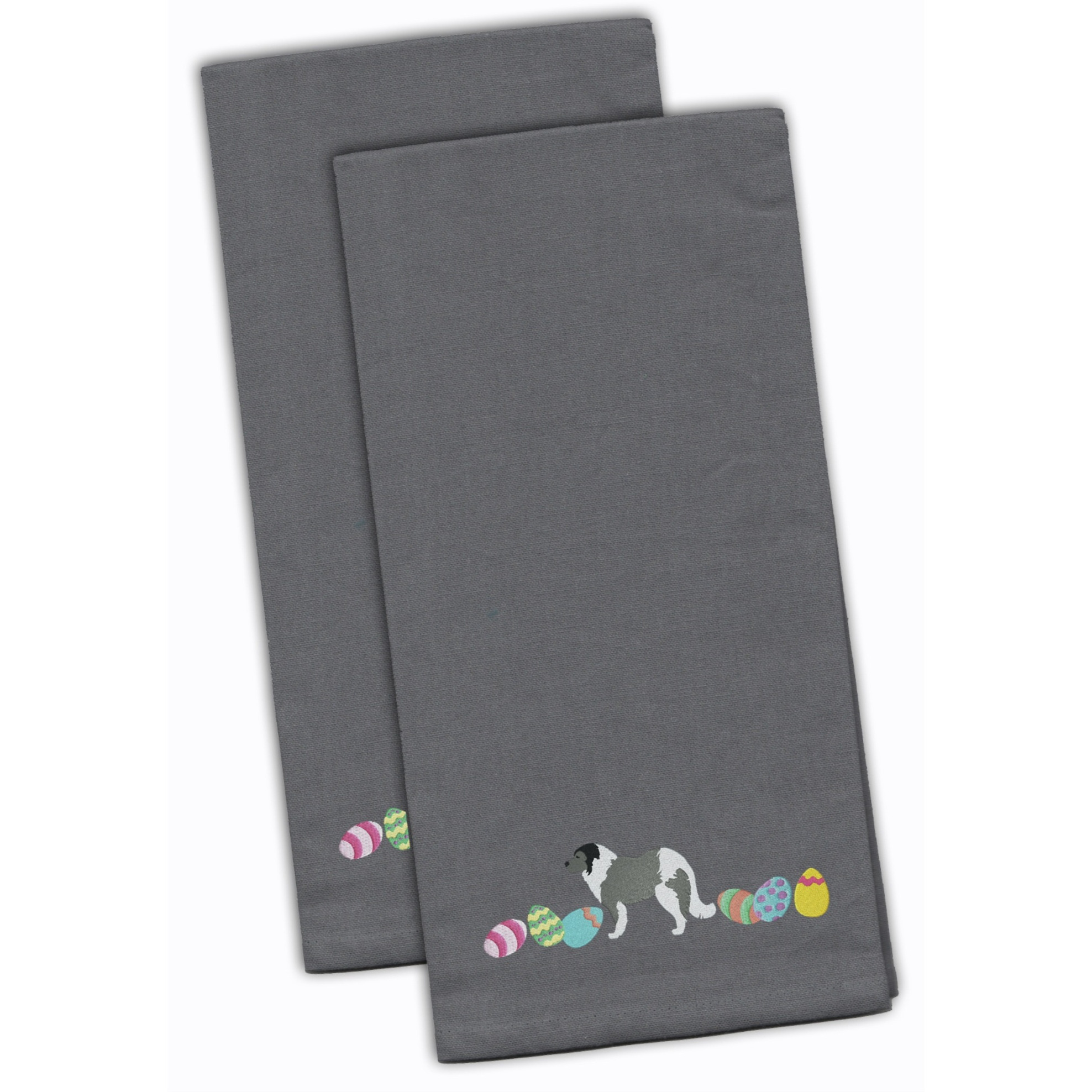 Caroline's Treasures CK1620GYTWE Grey Caucasian Shepherd Easter Gray Embroidered Kitchen Towel Set of 2
