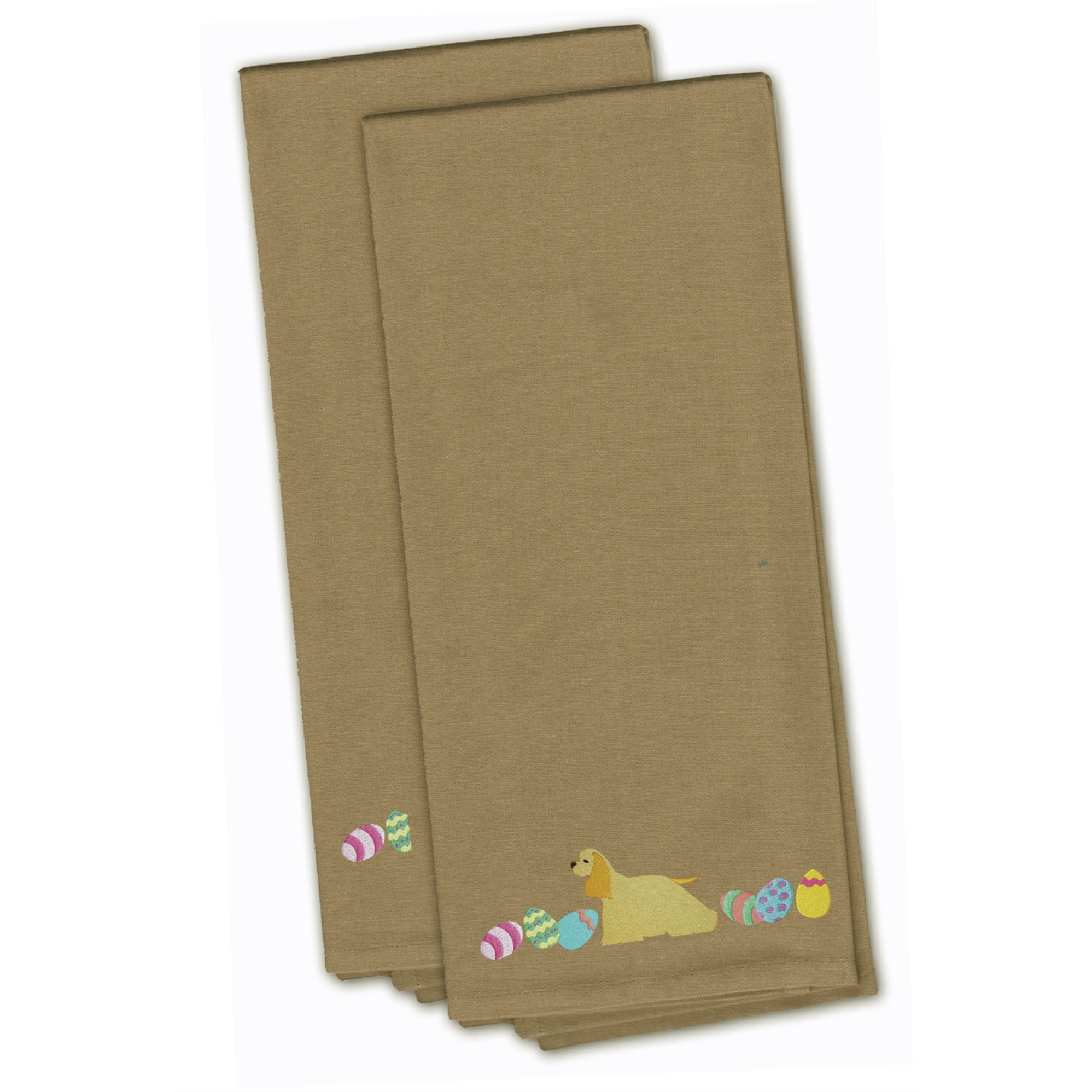 Caroline's Treasures CK1627TNTWE Cocker Spaniel Easter Tan Embroidered Kitchen Towel Set of 2