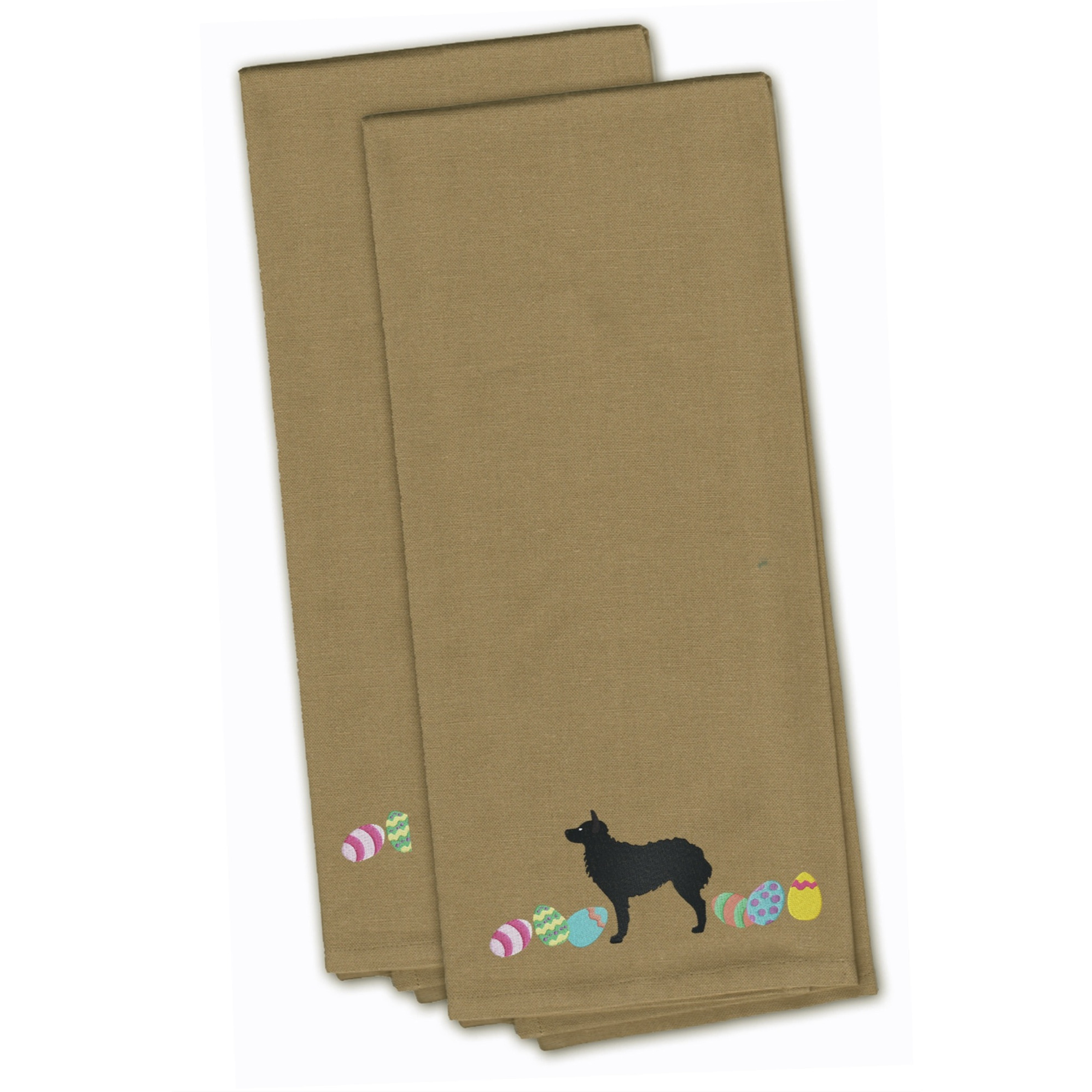 Caroline's Treasures CK1630TNTWE Croatian Sheepdog Easter Tan Embroidered Kitchen Towel Set of 2