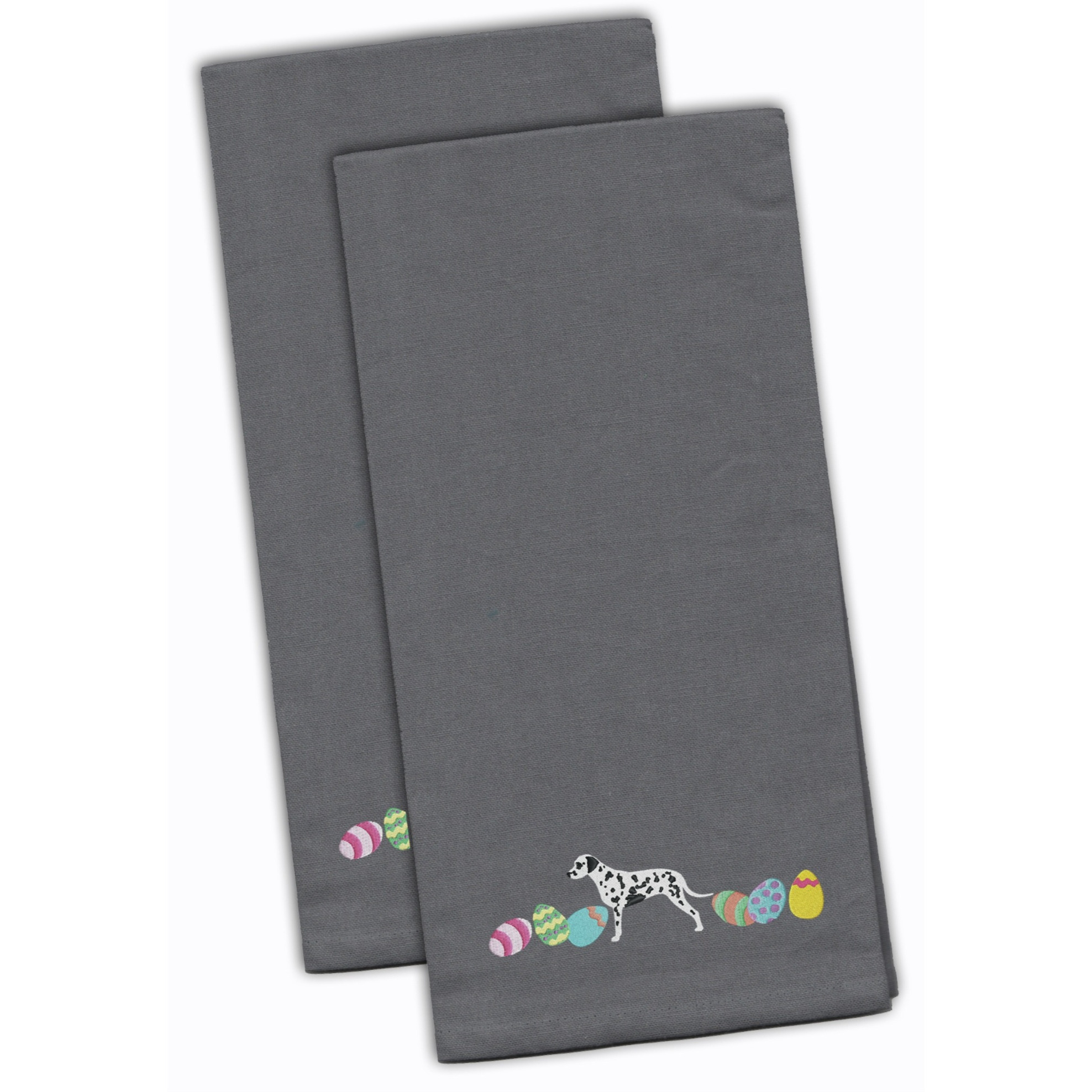 Caroline's Treasures CK1632GYTWE Dalmatian Easter Gray Embroidered Kitchen Towel Set of 2