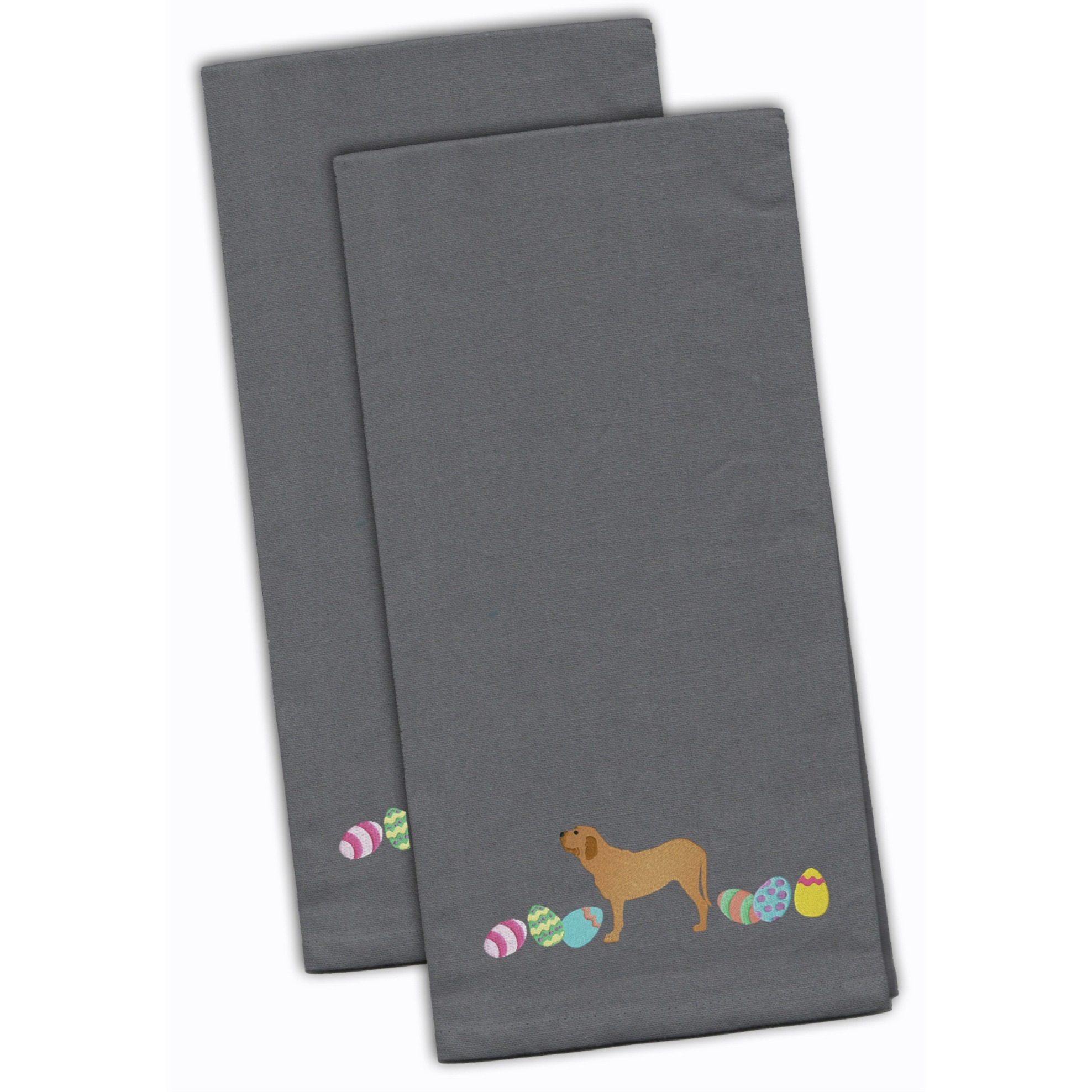 Caroline's Treasures CK1641GYTWE Fila Brasileiro Easter Gray Embroidered Kitchen Towel Set of 2