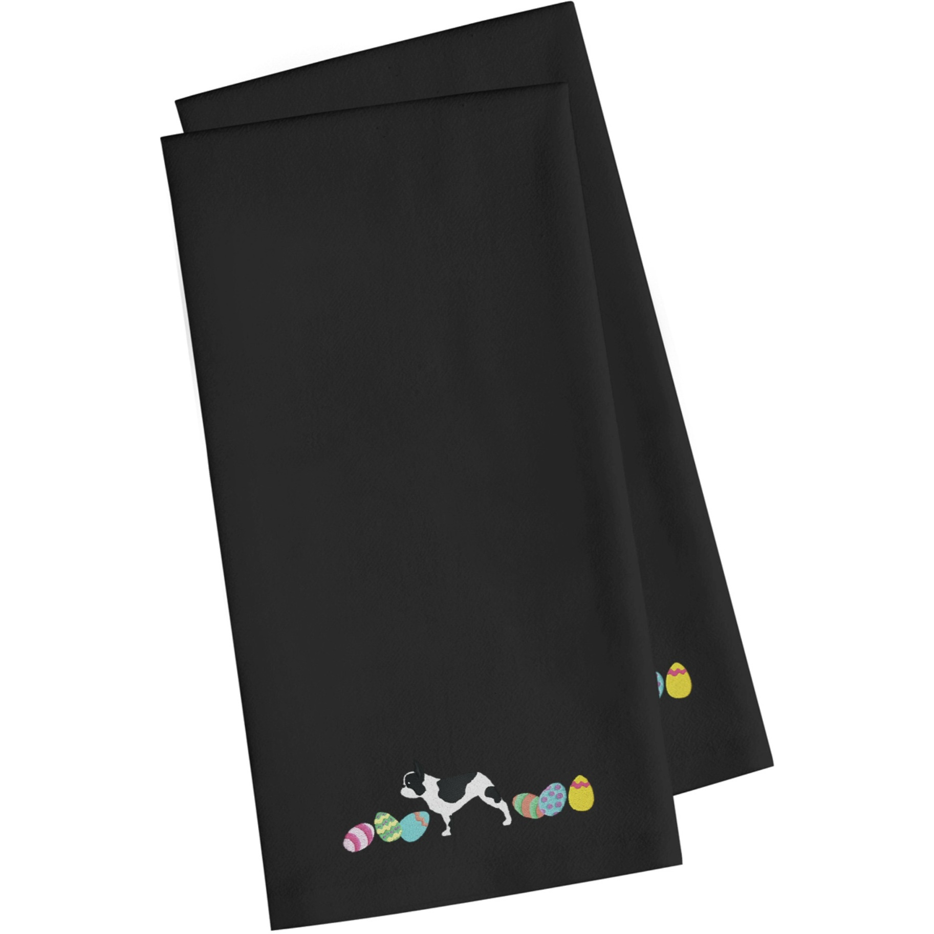 Caroline's Treasures CK1642BKTWE French Bulldog Easter Black Embroidered Kitchen Towel Set of 2