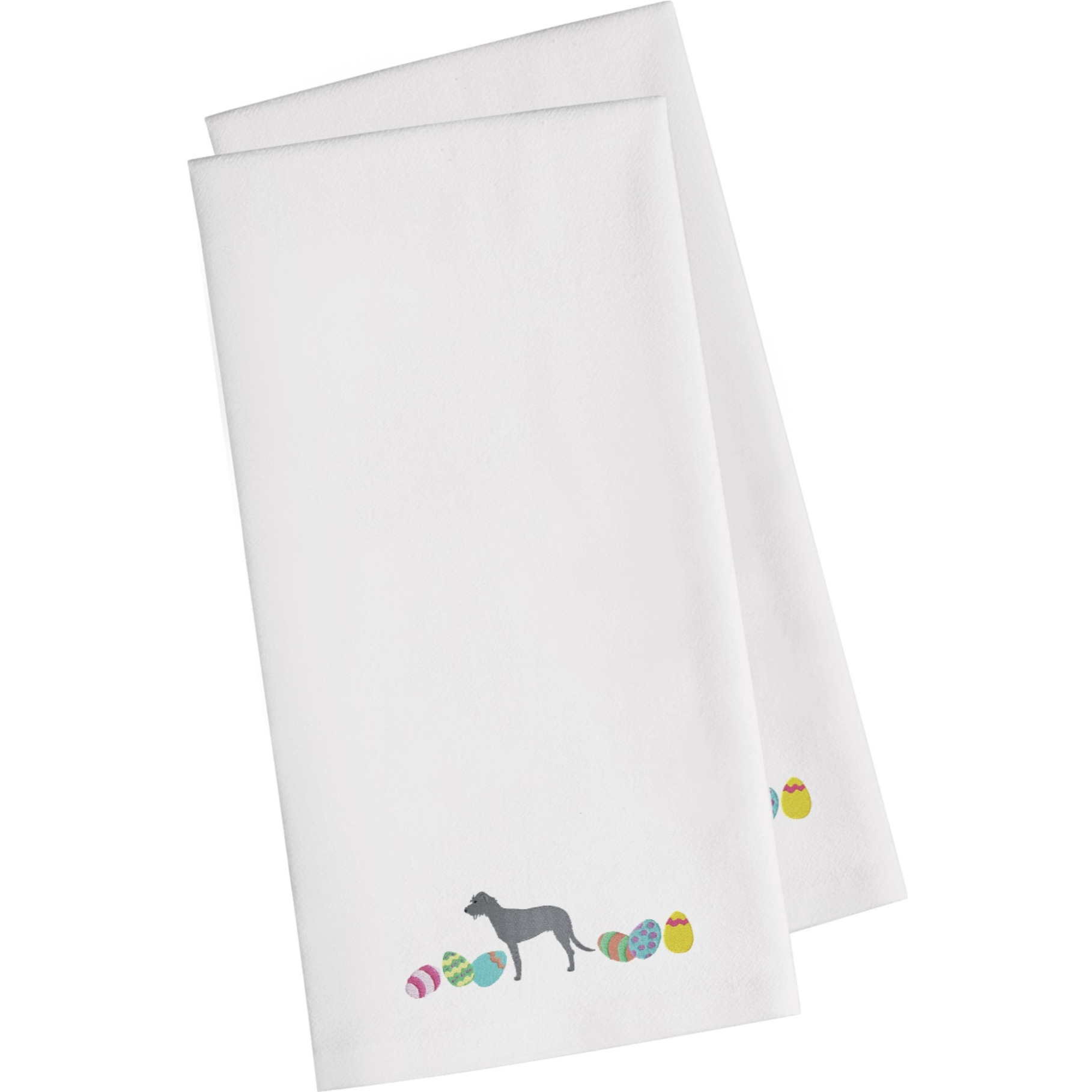 Caroline's Treasures CK1653WHTWE Irish Wolfhound Easter White Embroidered Kitchen Towel Set of 2