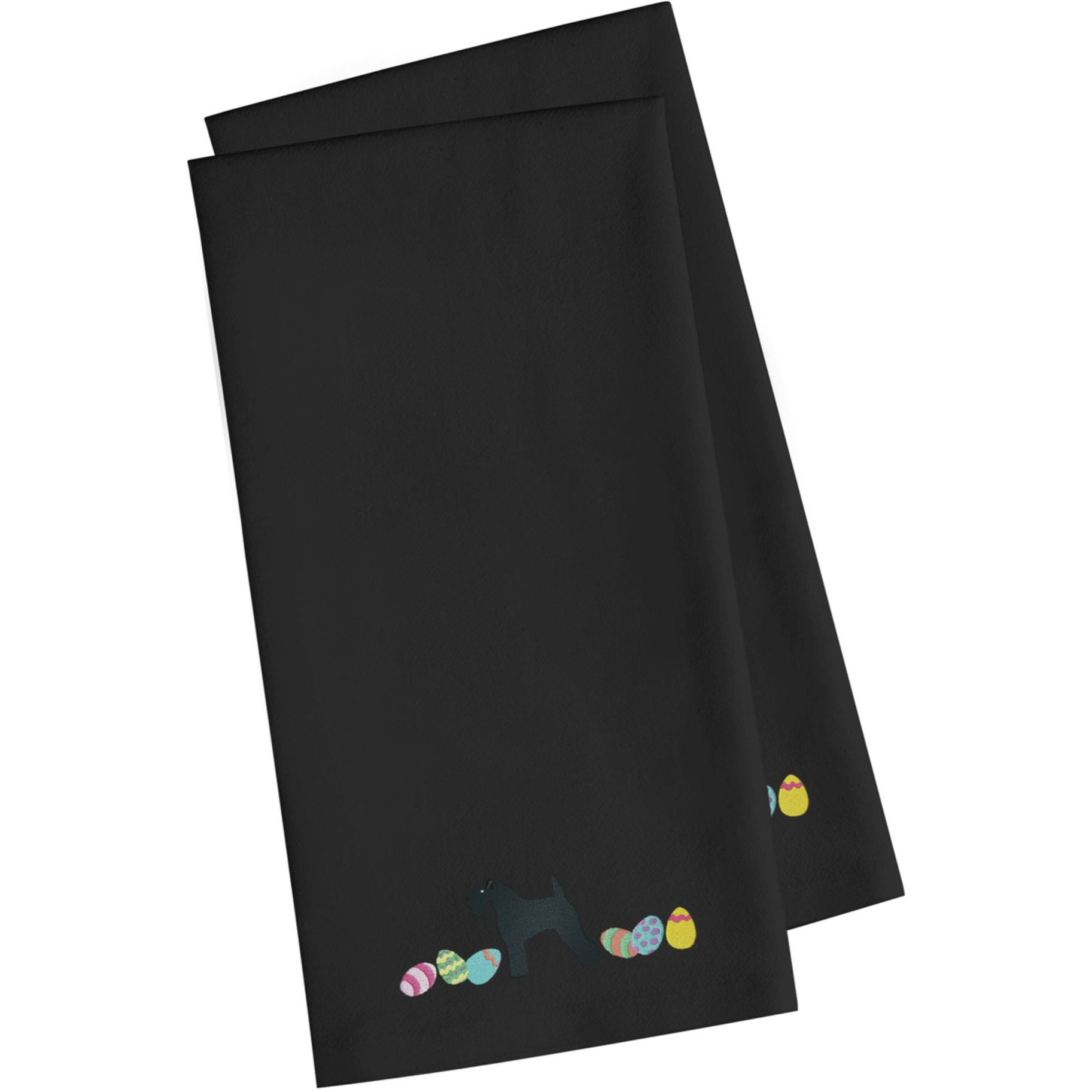 Caroline's Treasures CK1659BKTWE Kerry Blue Terrier Easter Black Embroidered Kitchen Towel Set of 2