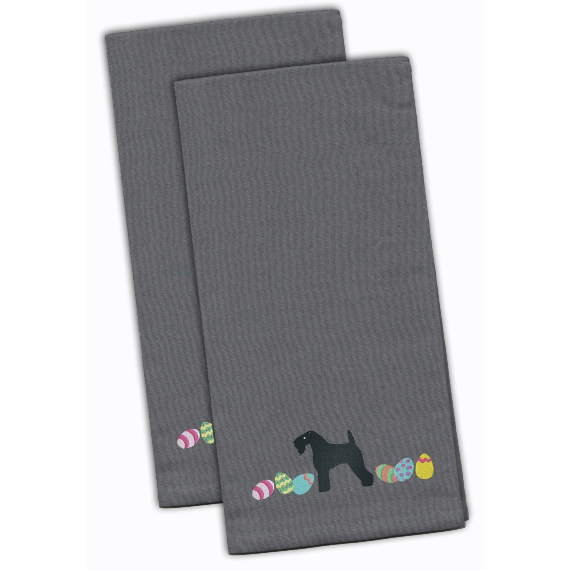 Caroline's Treasures CK1659GYTWE Kerry Blue Terrier Easter Gray Embroidered Kitchen Towel Set of 2