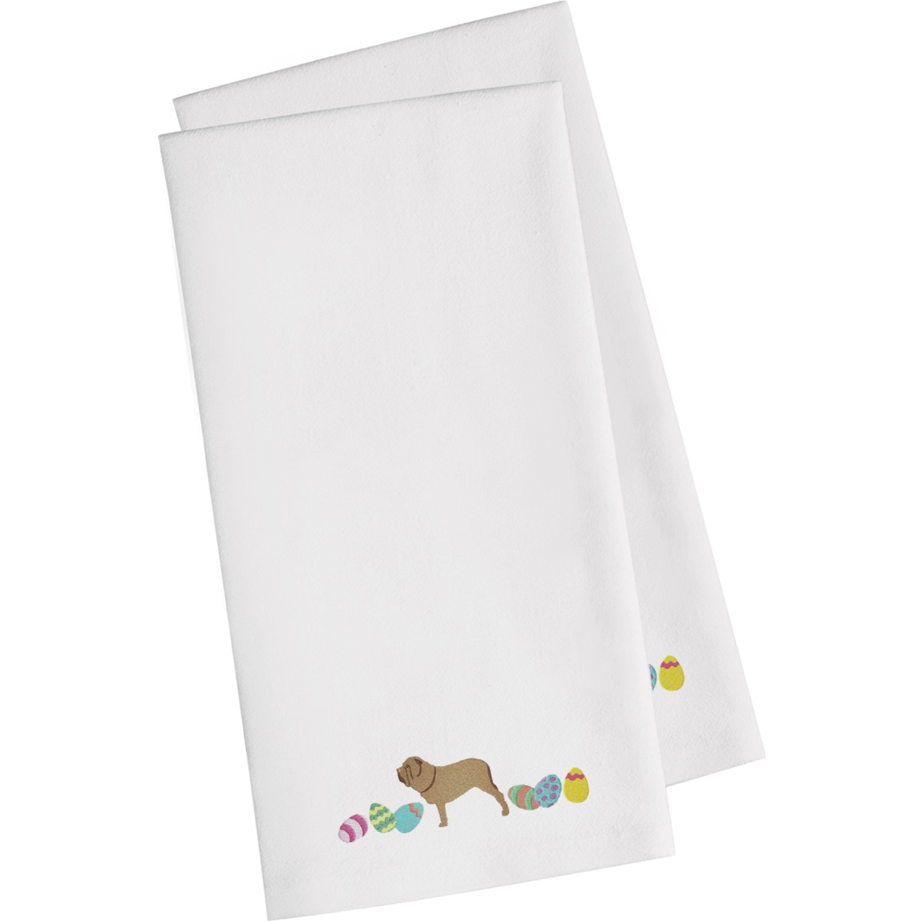 Caroline's Treasures CK1664WHTWE Neopolitan Mastiff Easter White Embroidered Kitchen Towel Set of 2