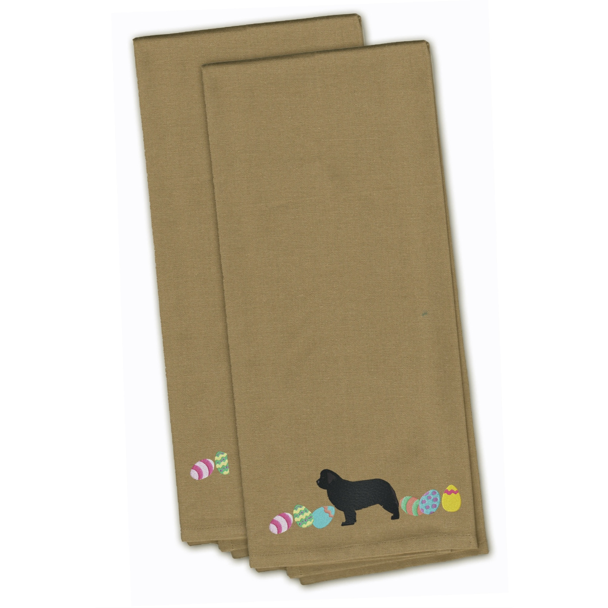 Caroline's Treasures CK1665TNTWE Newfoundland Easter Tan Embroidered Kitchen Towel Set of 2