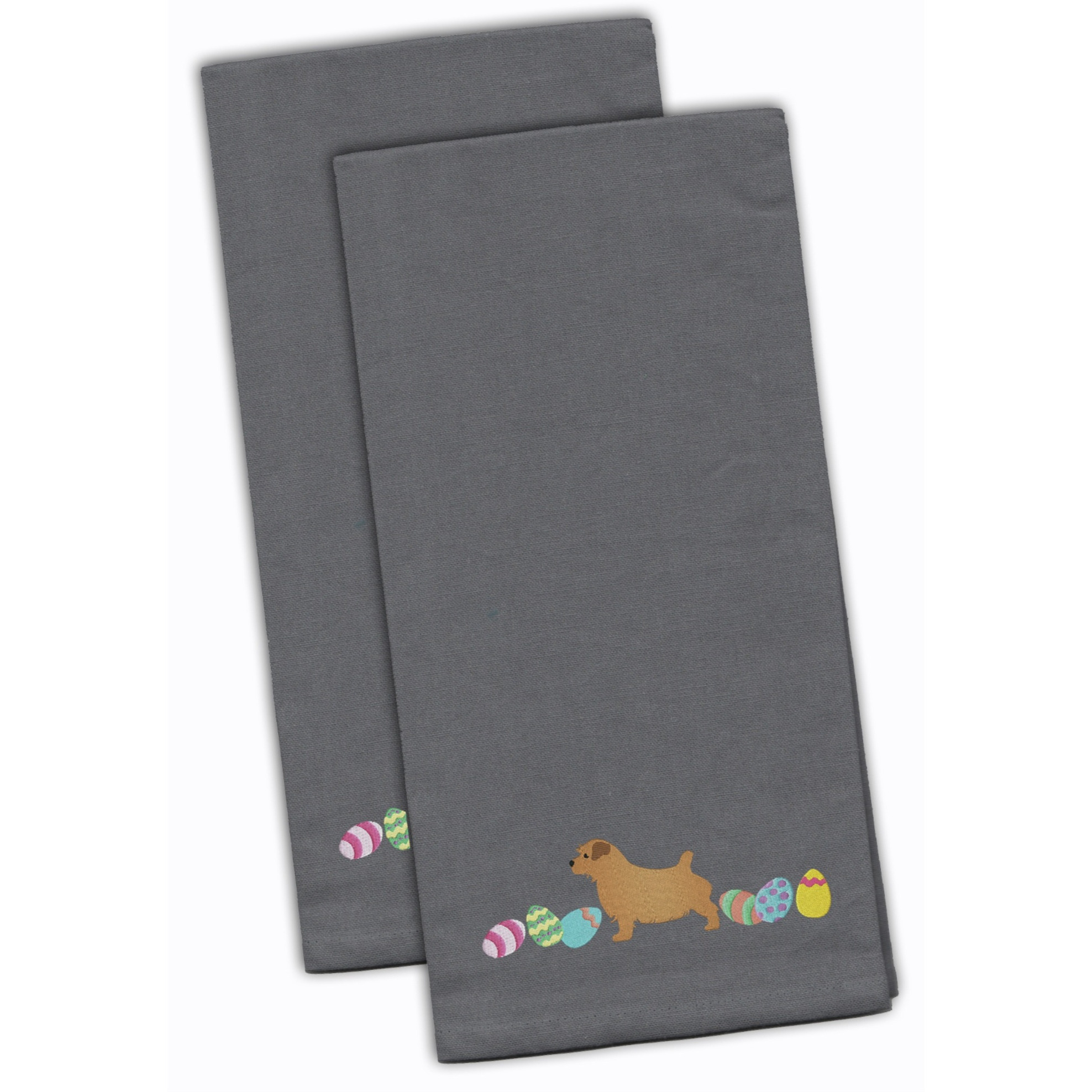 Caroline's Treasures CK1666GYTWE Norfolk Terrier Easter Gray Embroidered Kitchen Towel Set of 2