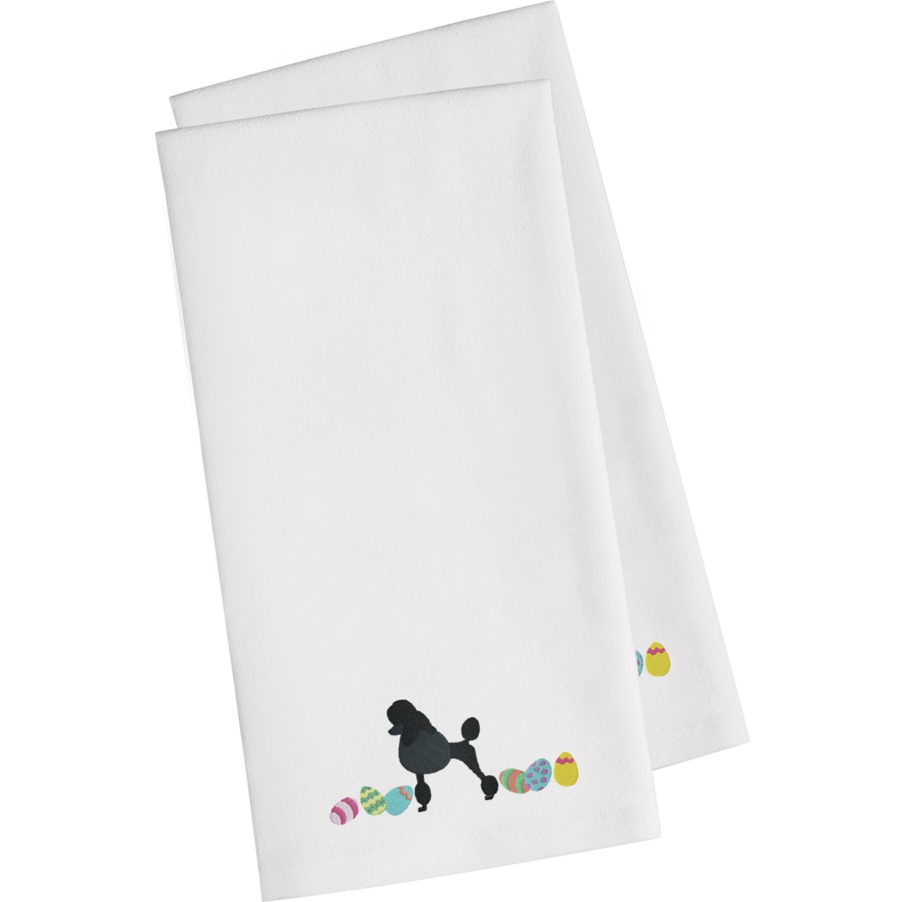 Caroline's Treasures CK1671WHTWE Poodle Easter White Embroidered Kitchen Towel Set of 2
