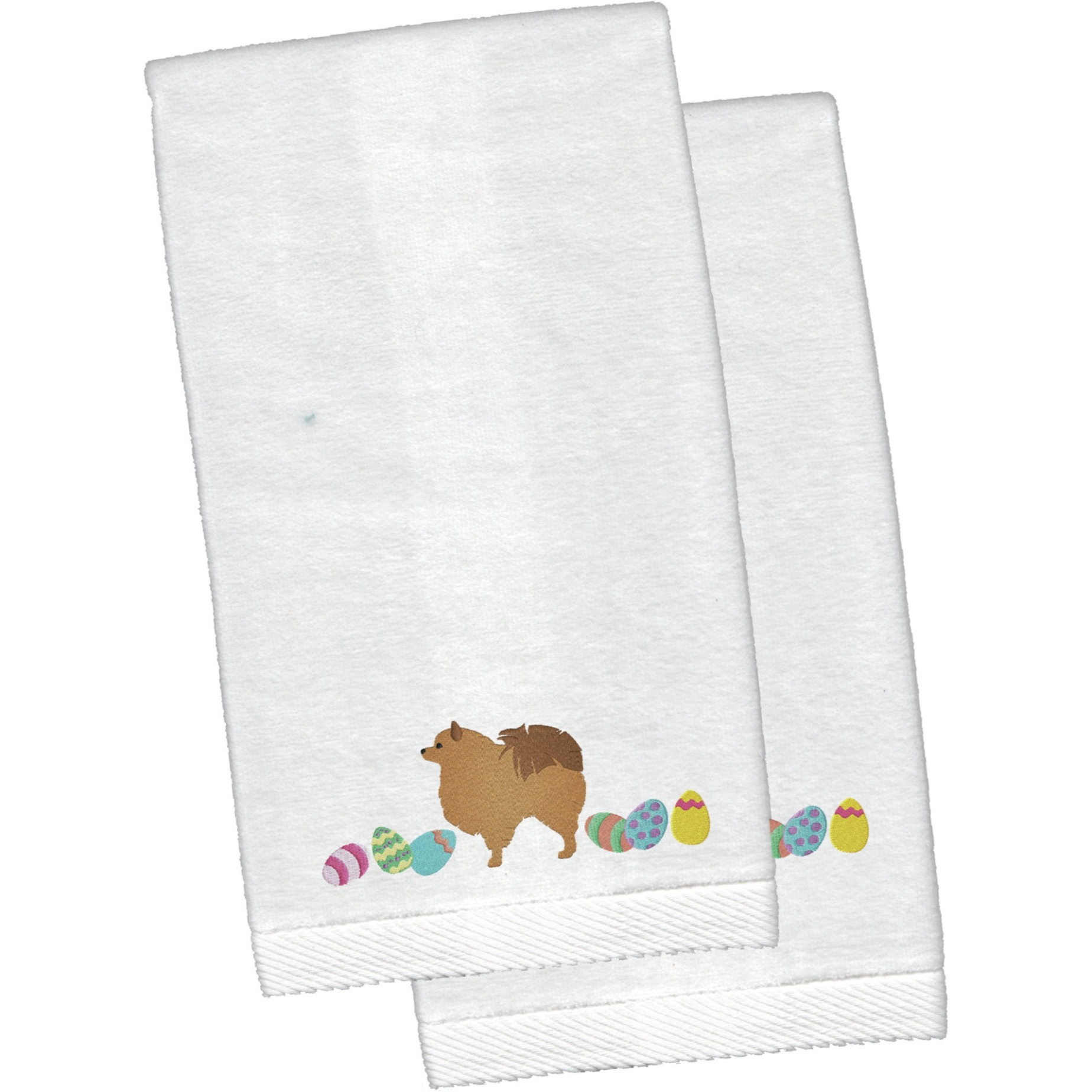 &quotCaroline's Treasures Pomeranian Easter Emboidered Hand Towels, 26hx16w, Multicolor"