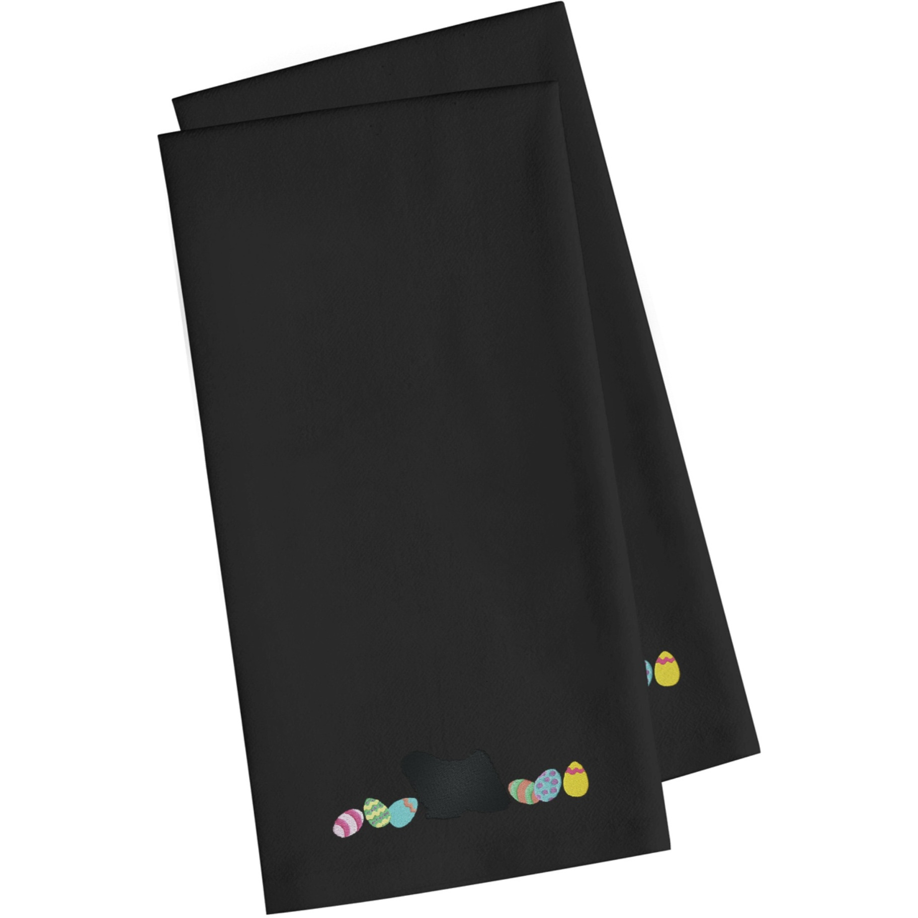 Caroline's Treasures CK1676BKTWE Puli Easter Black Embroidered Kitchen Towel Set of 2